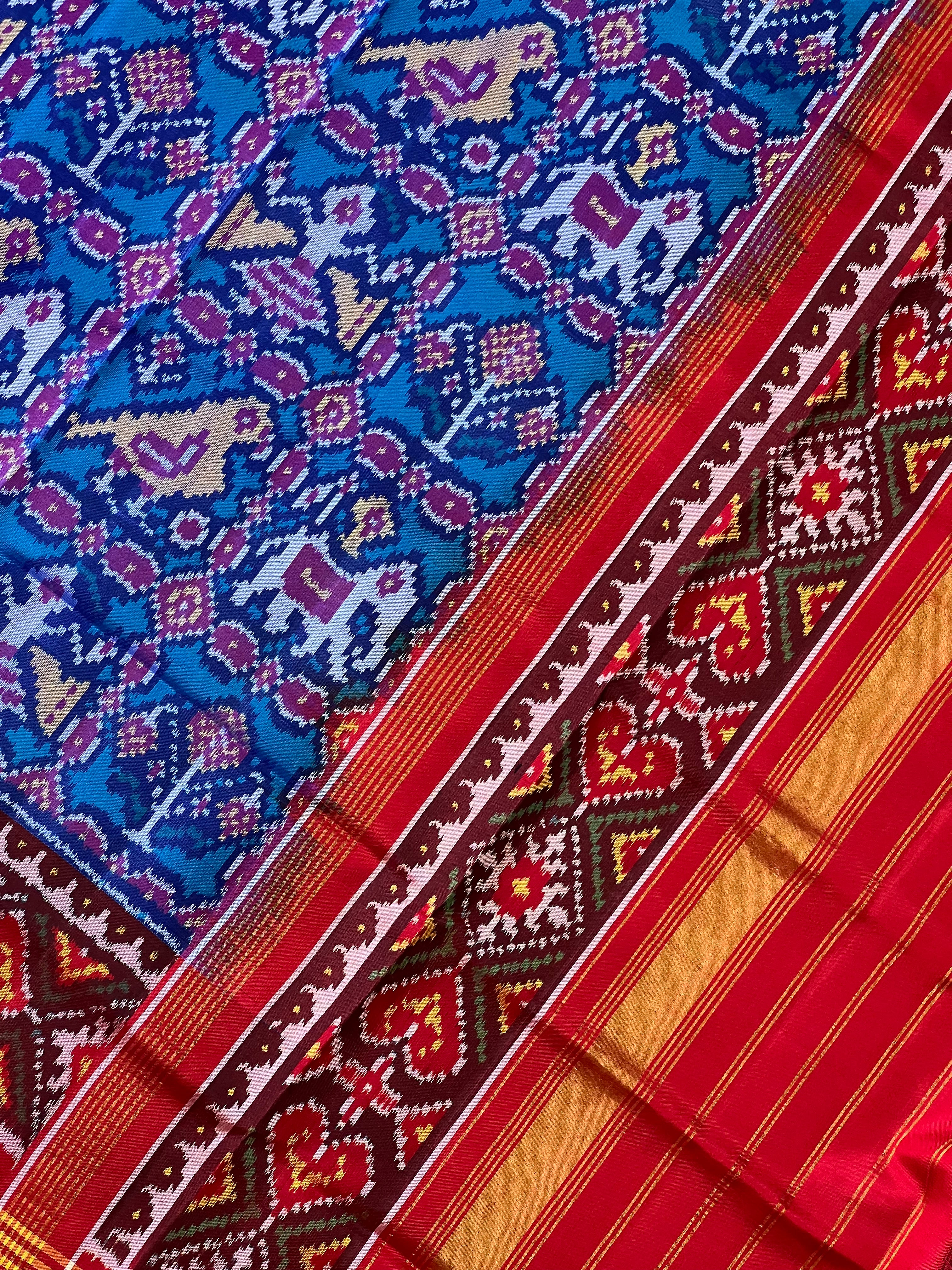 Blue Motif Design Handwoven Patola Dupatta Secondary image