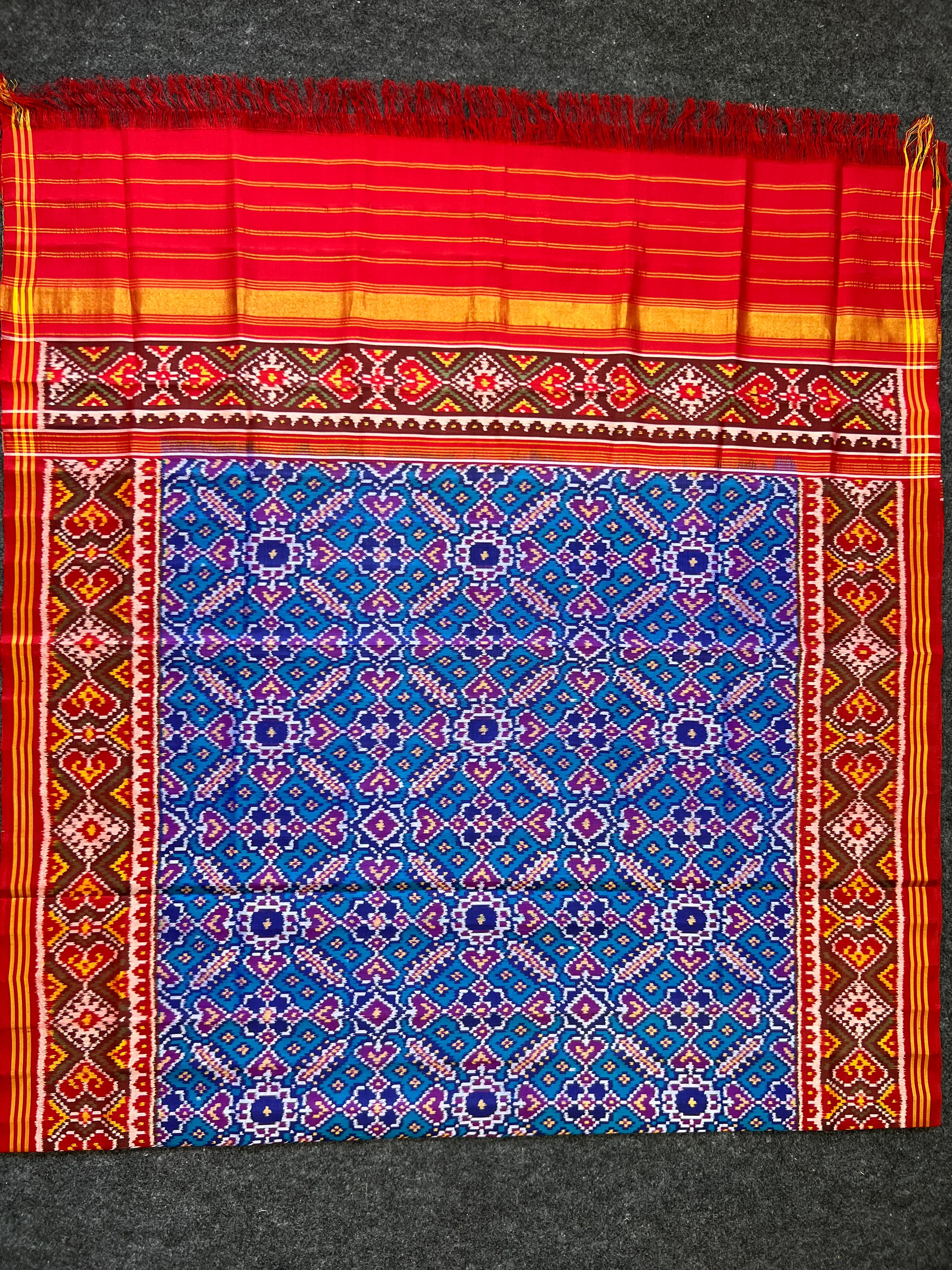 Blue Manekchowk Traditional Design Handwoven Patola Dupatta