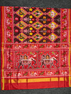 Elephant Pallu With Motif Design Handwoven Patola Silk Saree