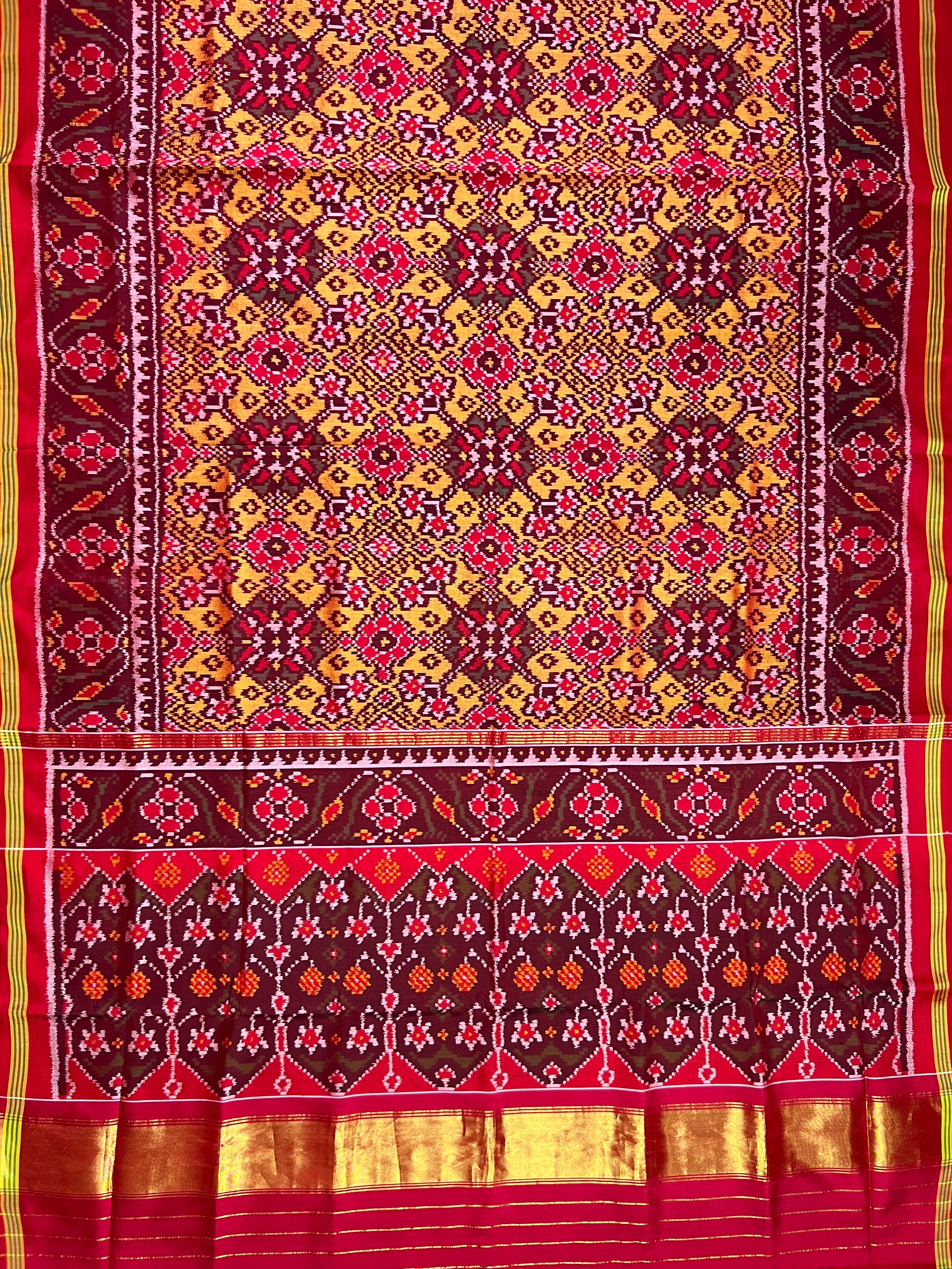 Navratna Traditional Design Handwoven Patola Silk Saree