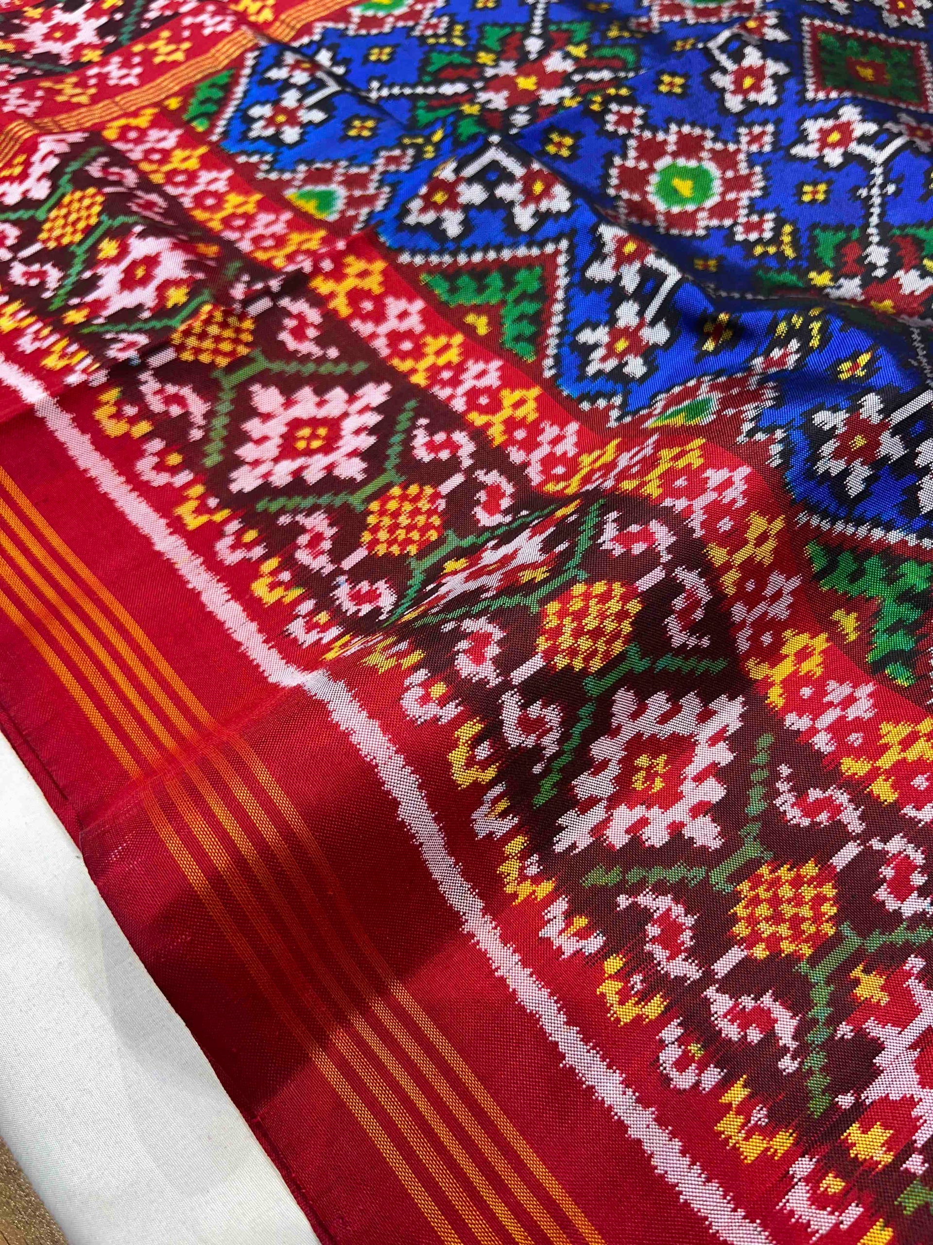 Blue Navratna Design Handwoven Patola Silk Saree