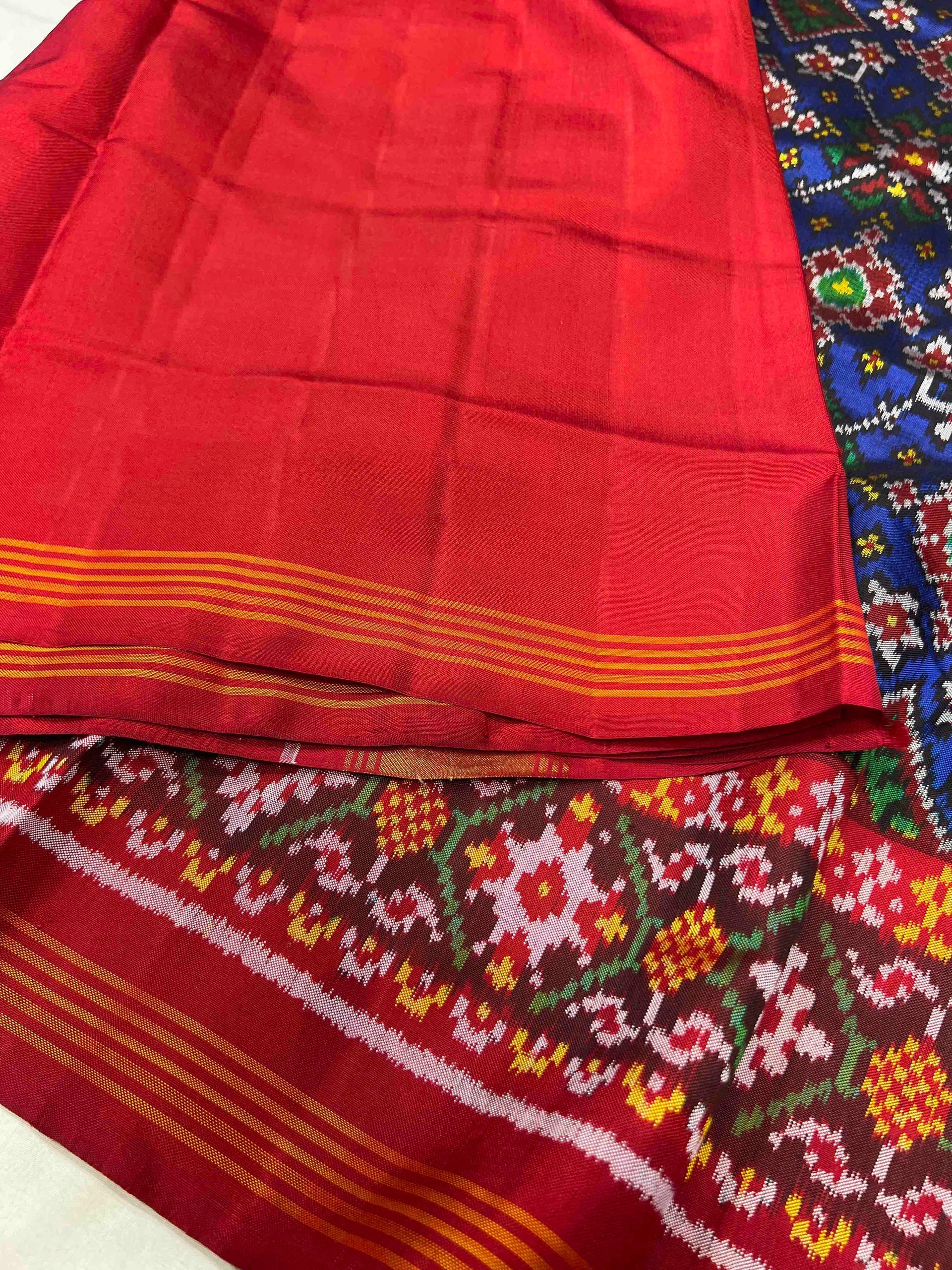 Blue Navratna Design Handwoven Patola Silk Saree