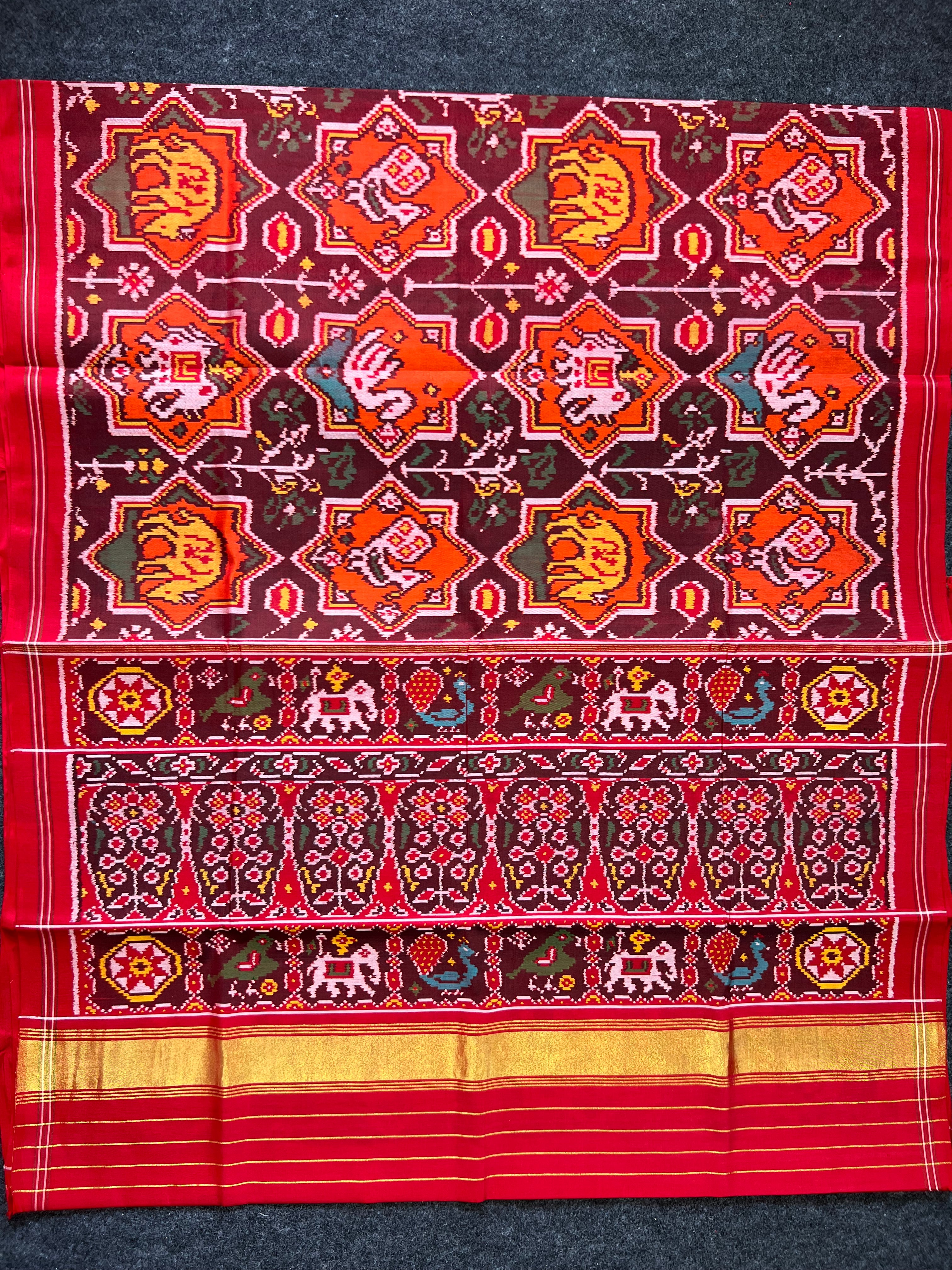 Orange Exclusive Design Handwoven Patola Silk Saree