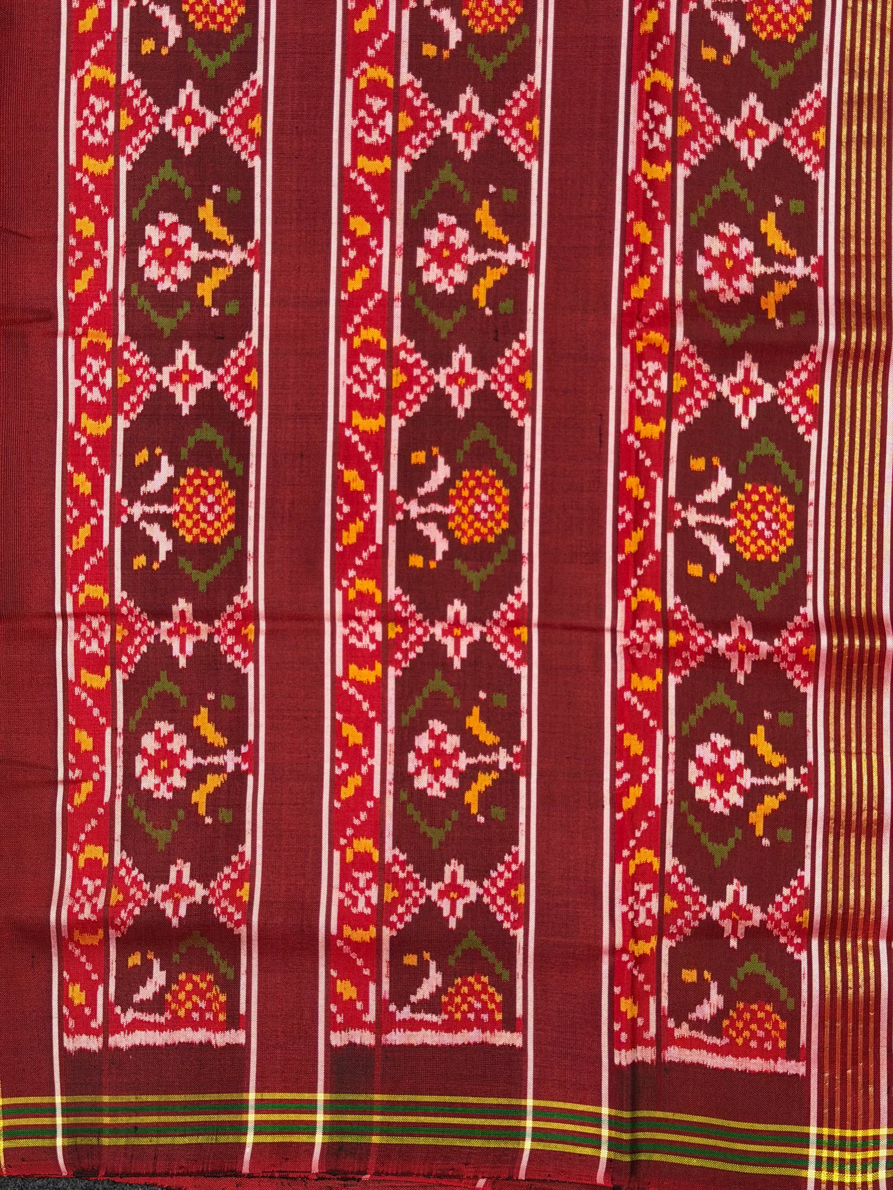 Handwoven Patola Silk Saree Adtala Design