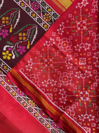 Plain Red Gala Border With Designer Blouse Handwoven Patola Silk Saree