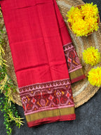 Plain Gala Border With Designer Blouse Handwoven Patola Silk Saree