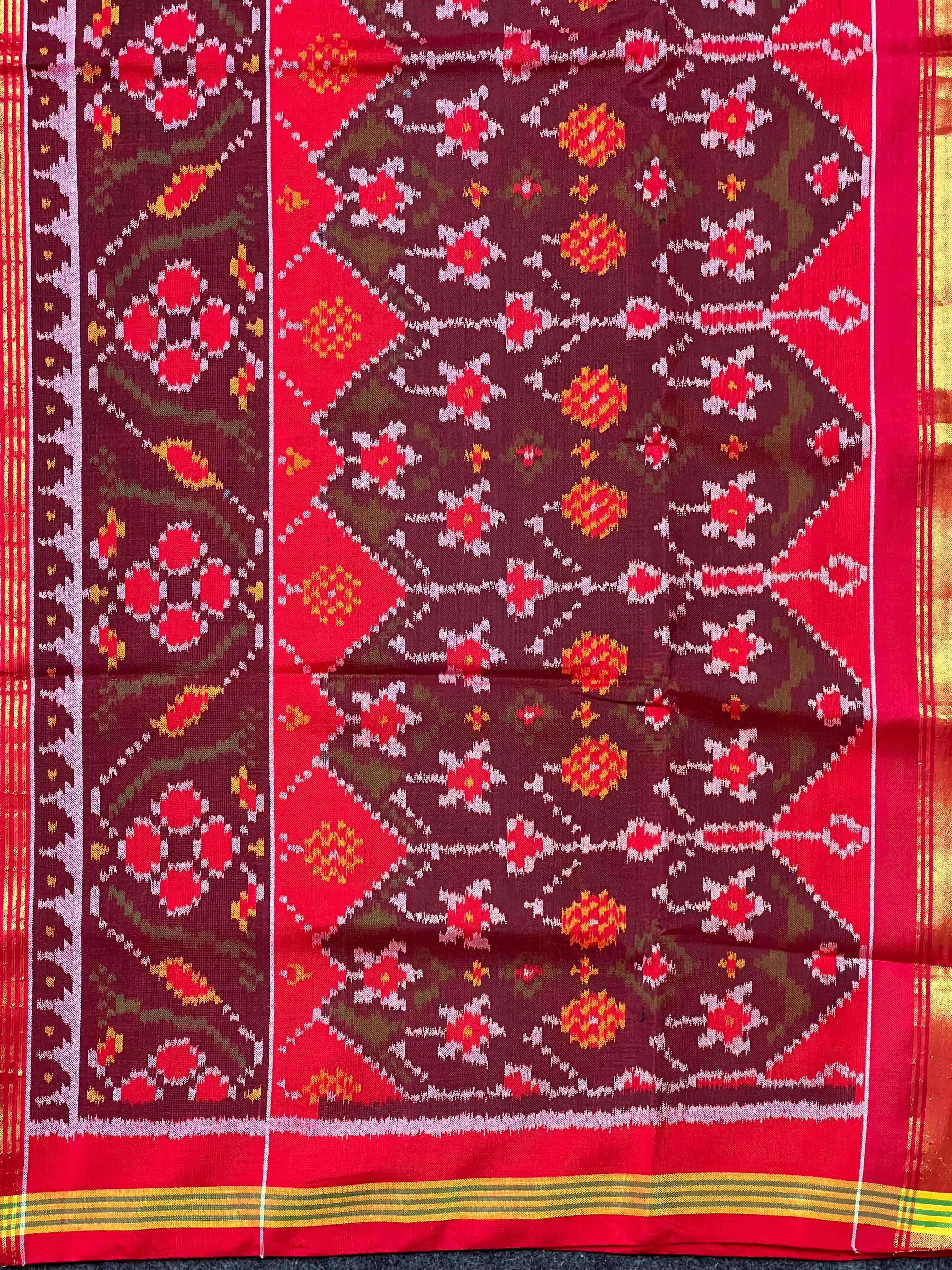 Navratna Traditional Design Handwoven Patola Silk Saree