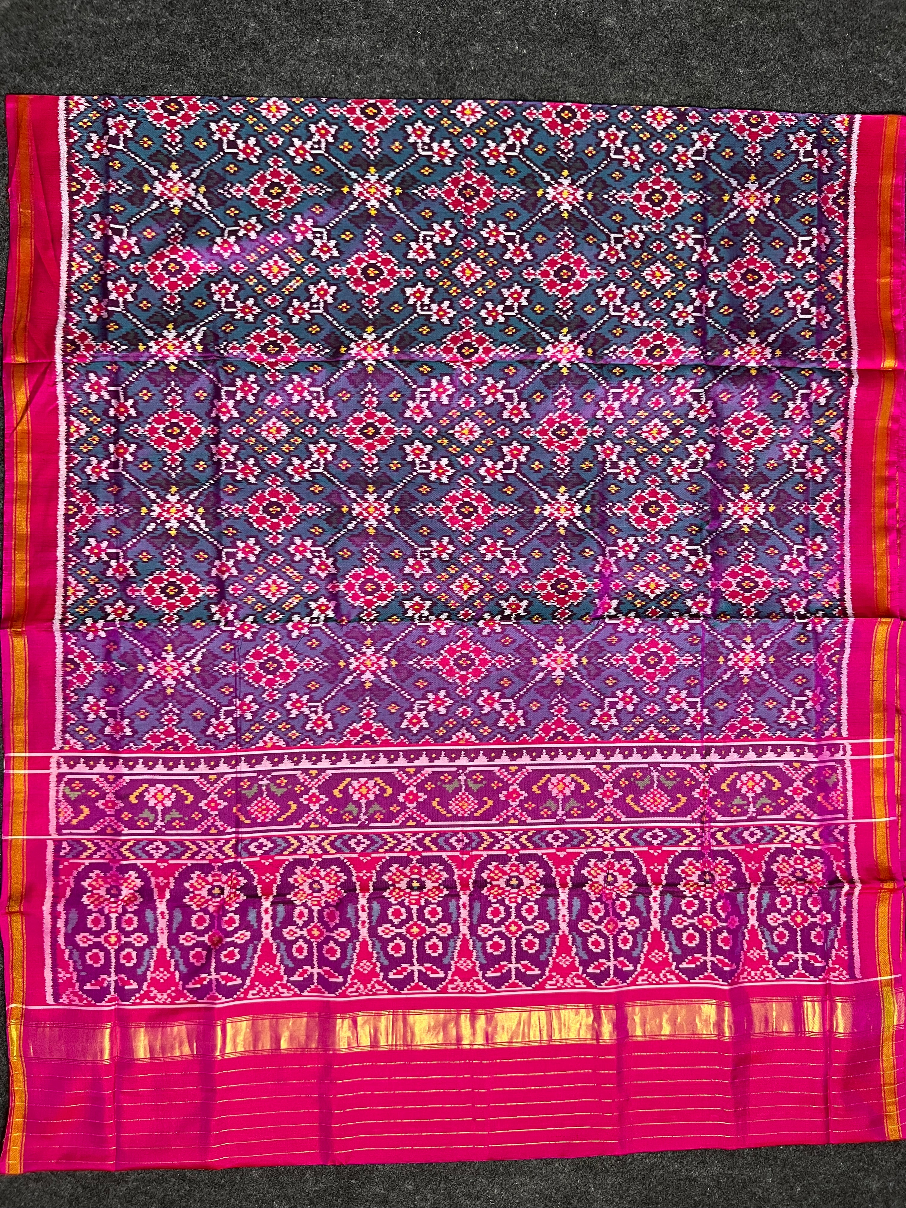 Navratna Traditional Design Handwoven Patola Silk Saree
