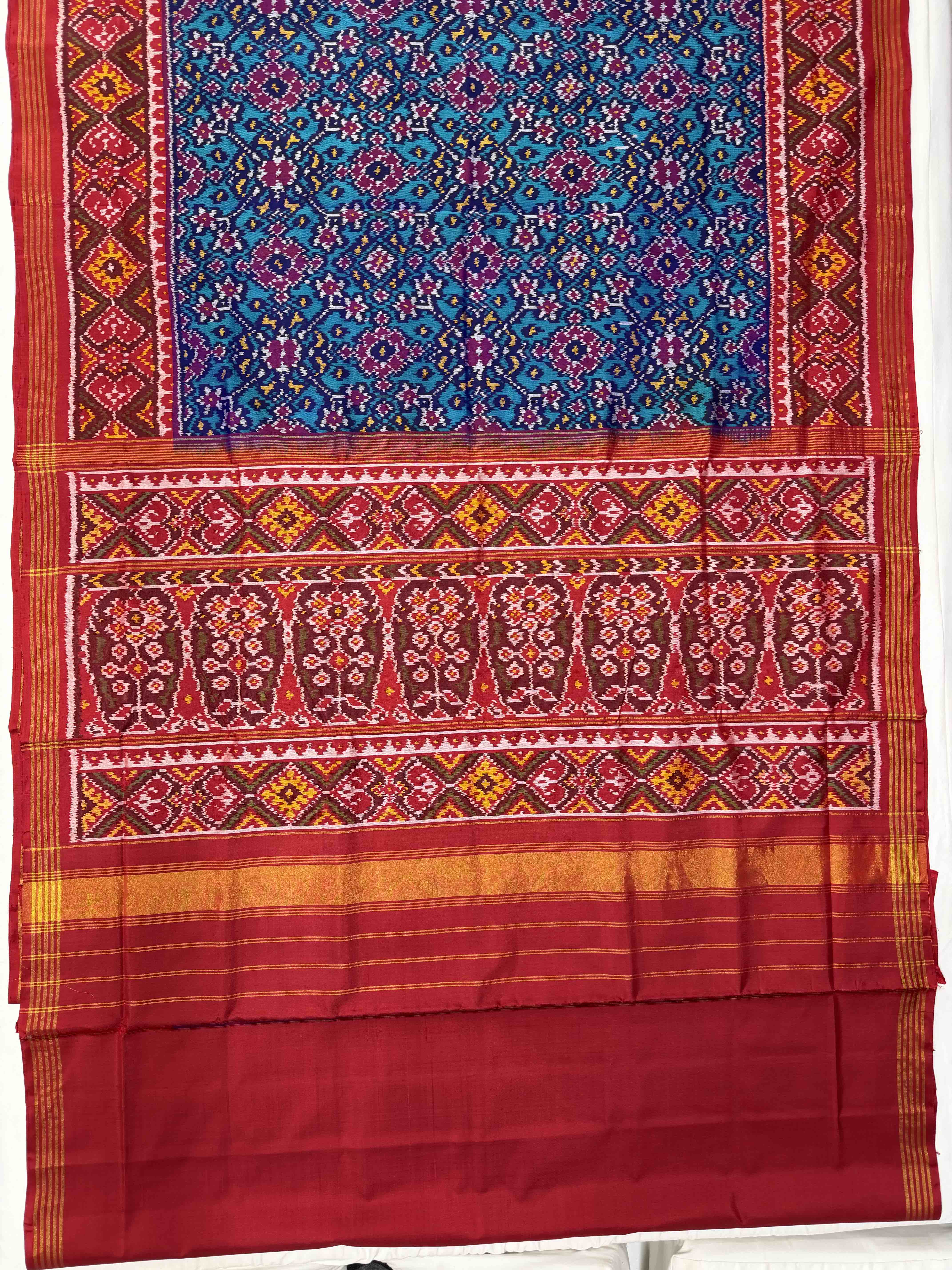 Navratna Traditional Design Handwoven Patola Silk Saree Secondary image