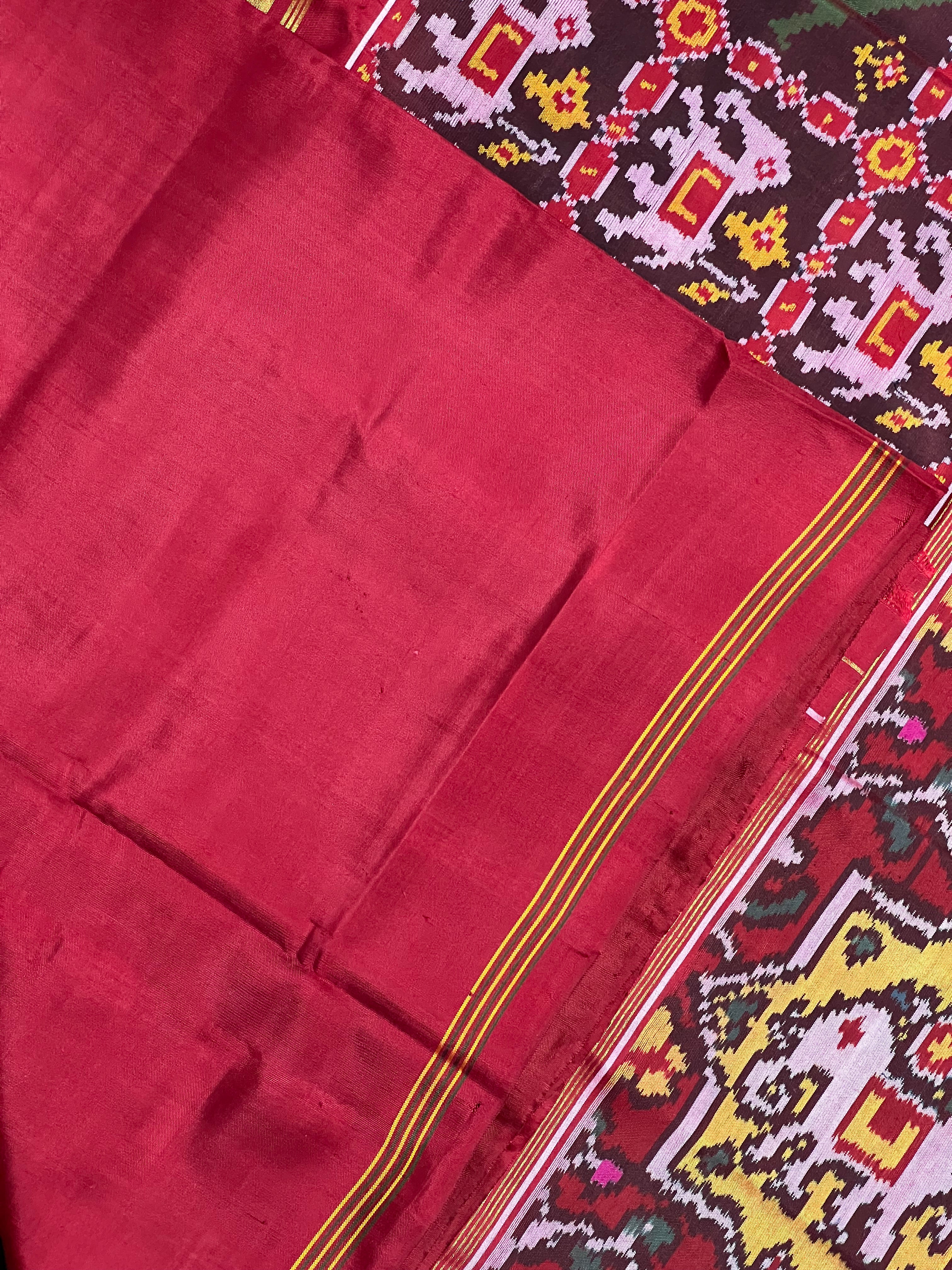 Multi Color Elephant Design Handwoven Patola Silk Saree
