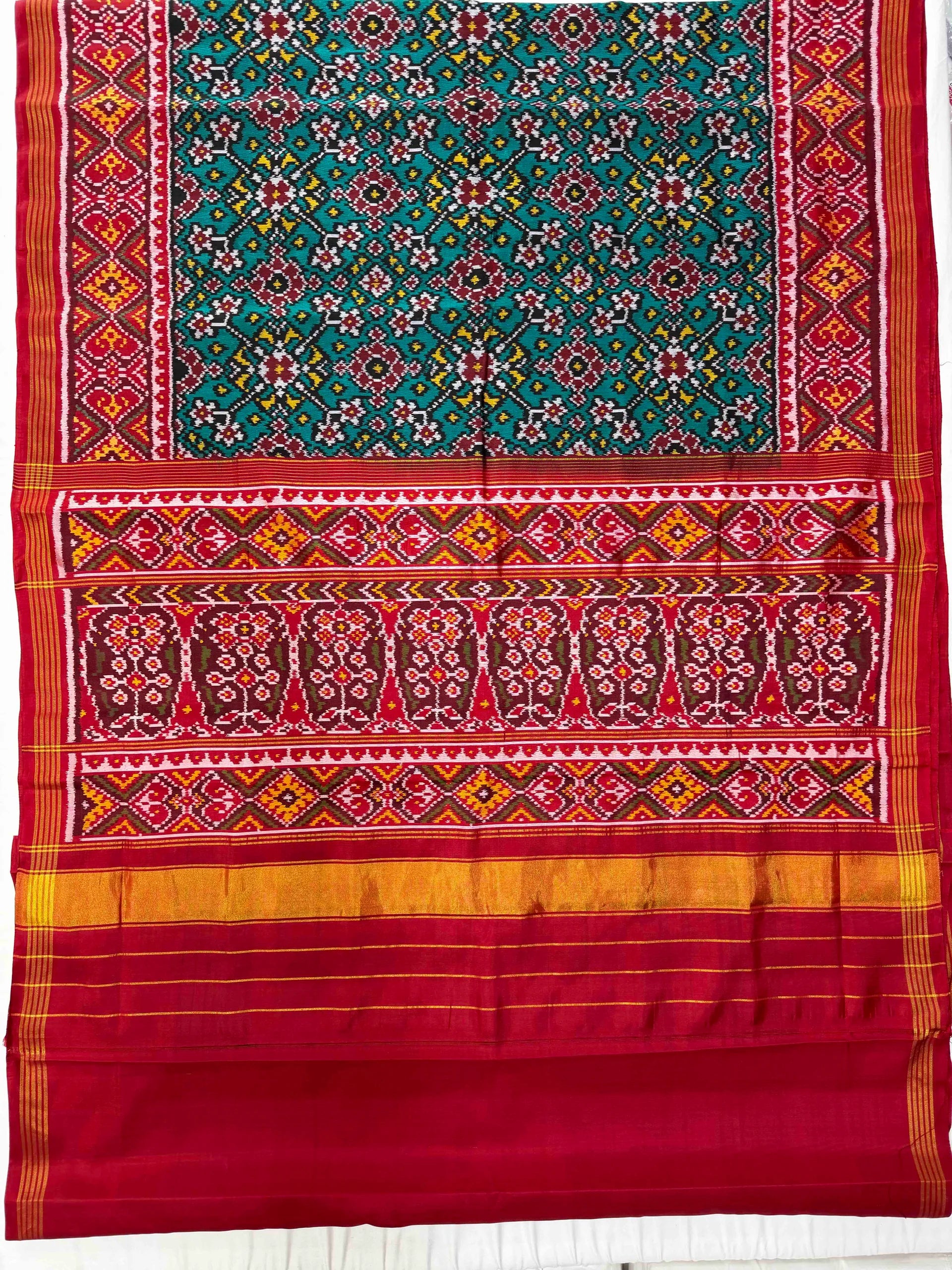 Navratna Traditional Design Handwoven Patola Silk Saree Secondary image