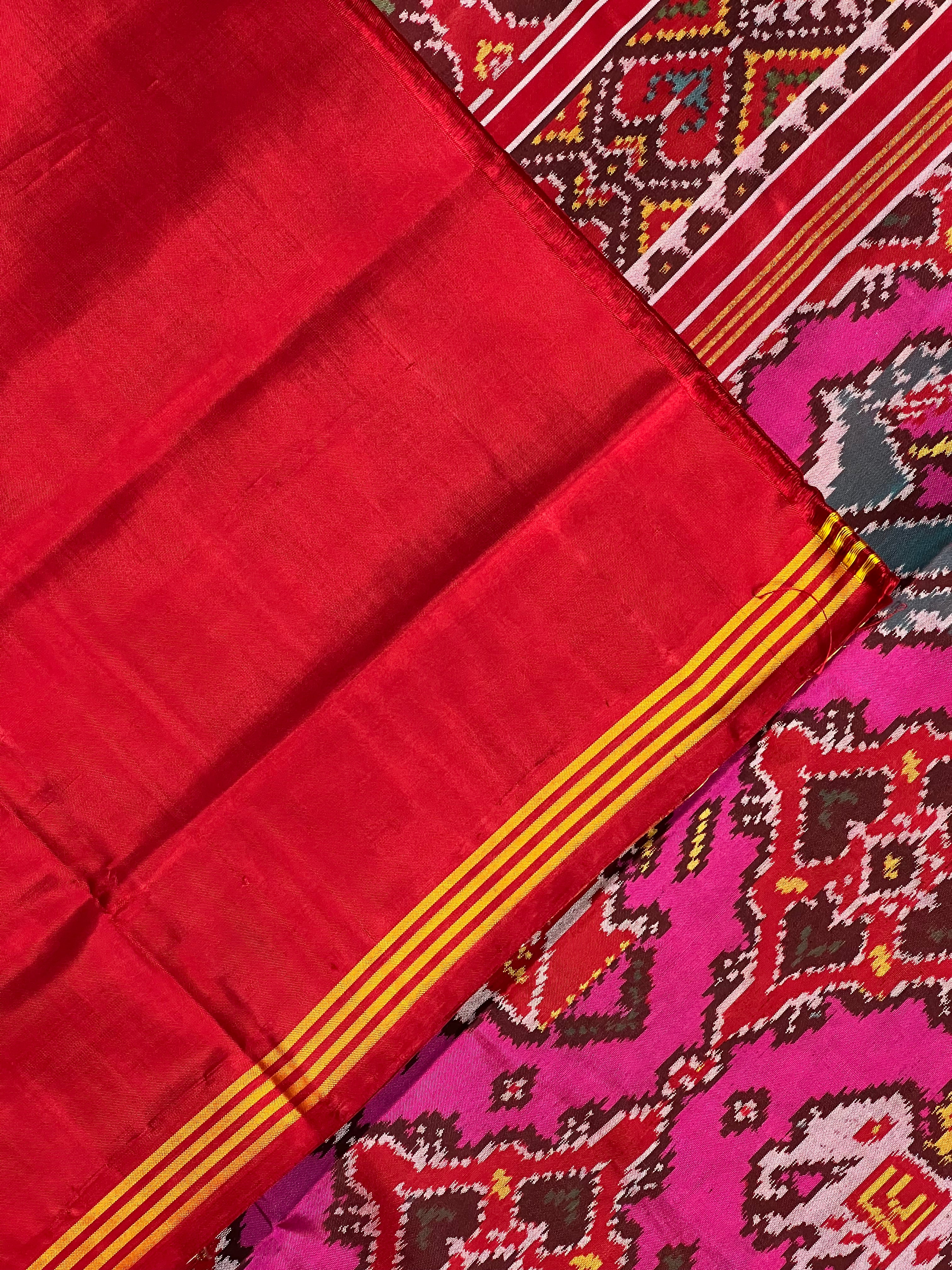 Pink Color Motif Design Handwoven Patola Silk Saree