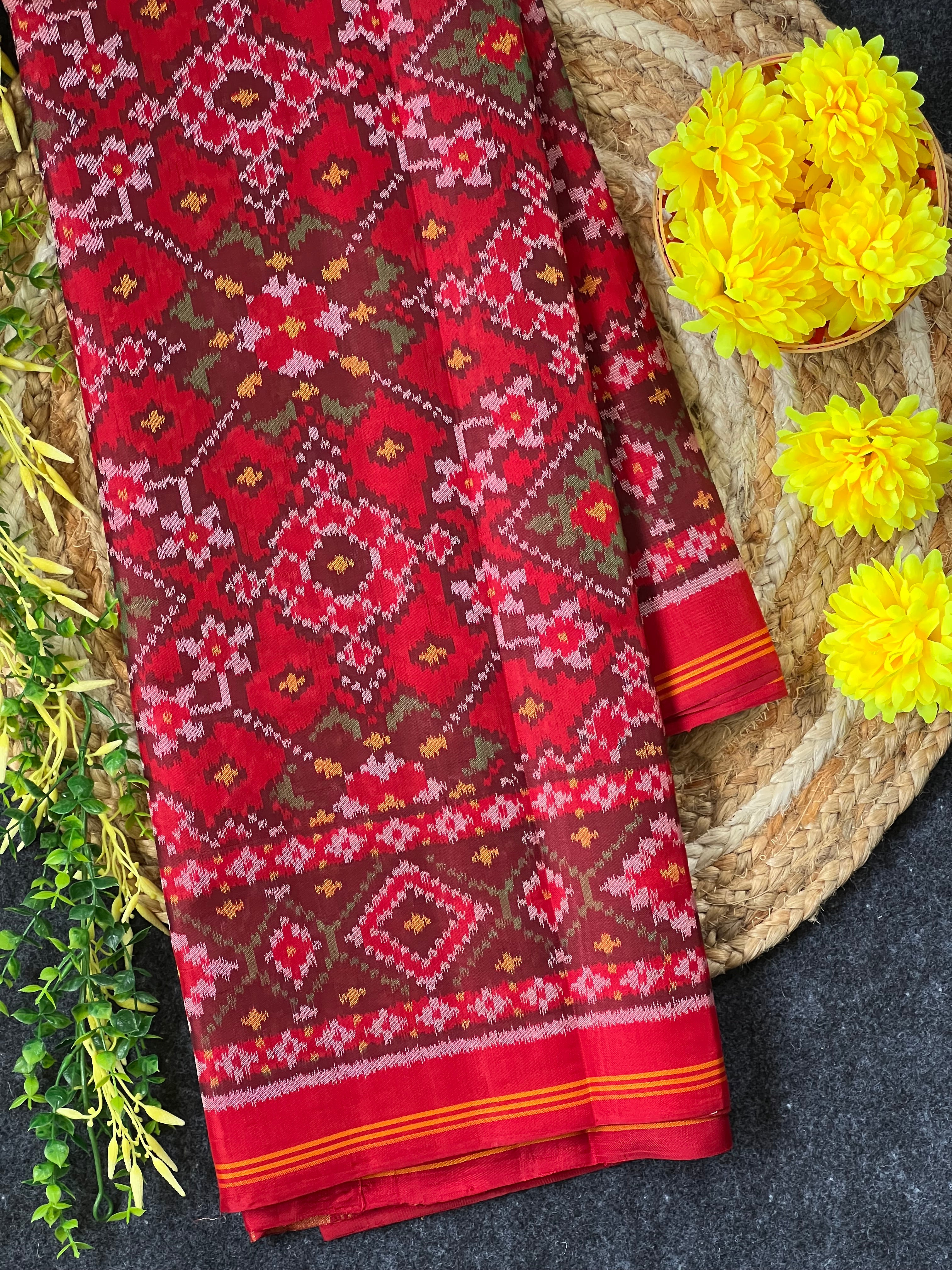 Navratna Traditional Design Handwoven Patola Silk Saree