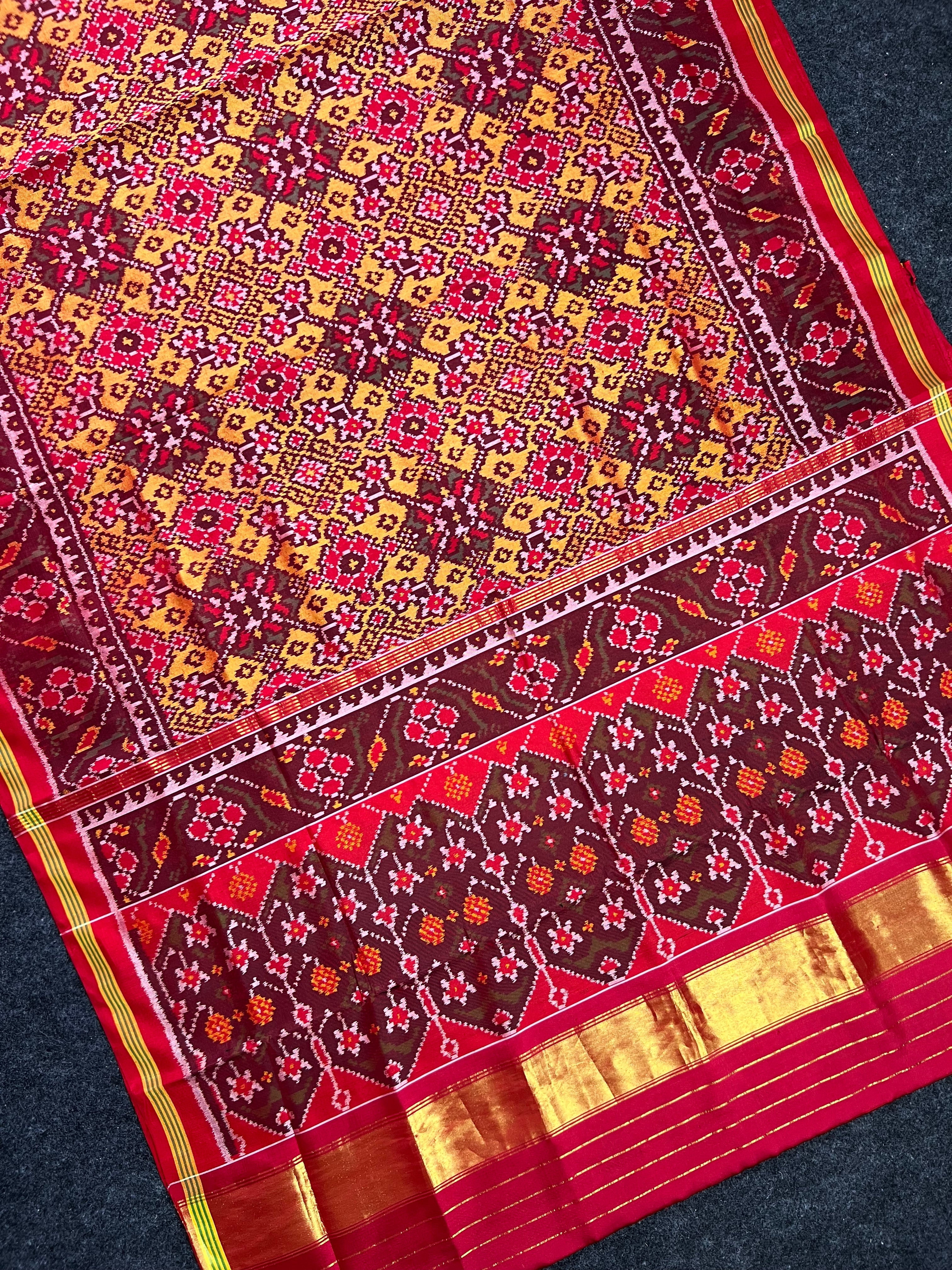Navratna Traditional Design Handwoven Patola Silk Saree