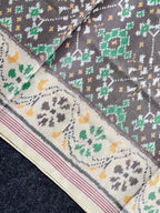 Light Brown Navratna Traditional Design Handwoven Patola Silk Saree