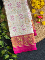 White Color Fancy Design Handwoven Patola Silk Saree