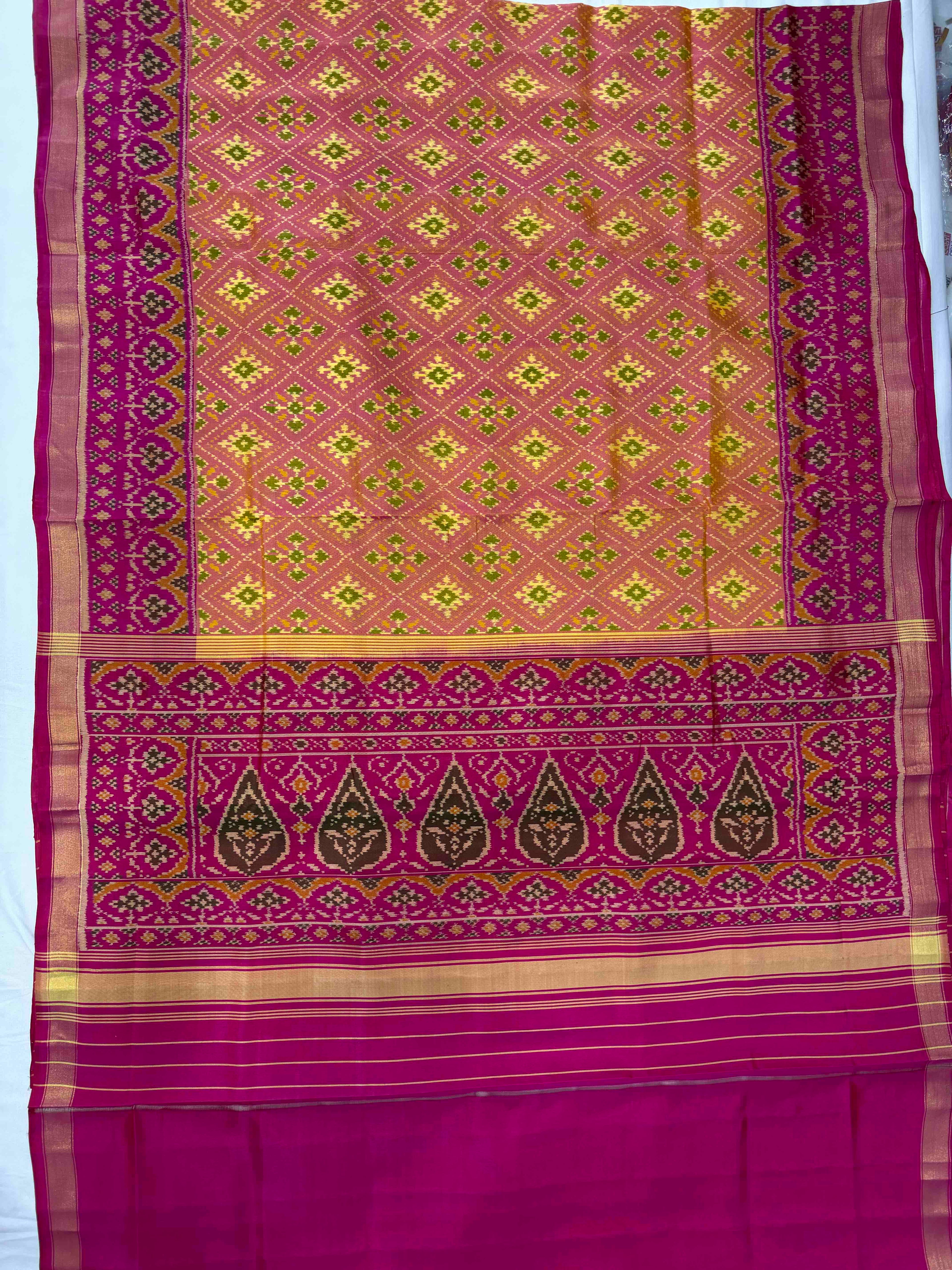 Navratna Manekchowk Traditional Design Handwoven Patola Silk Saree