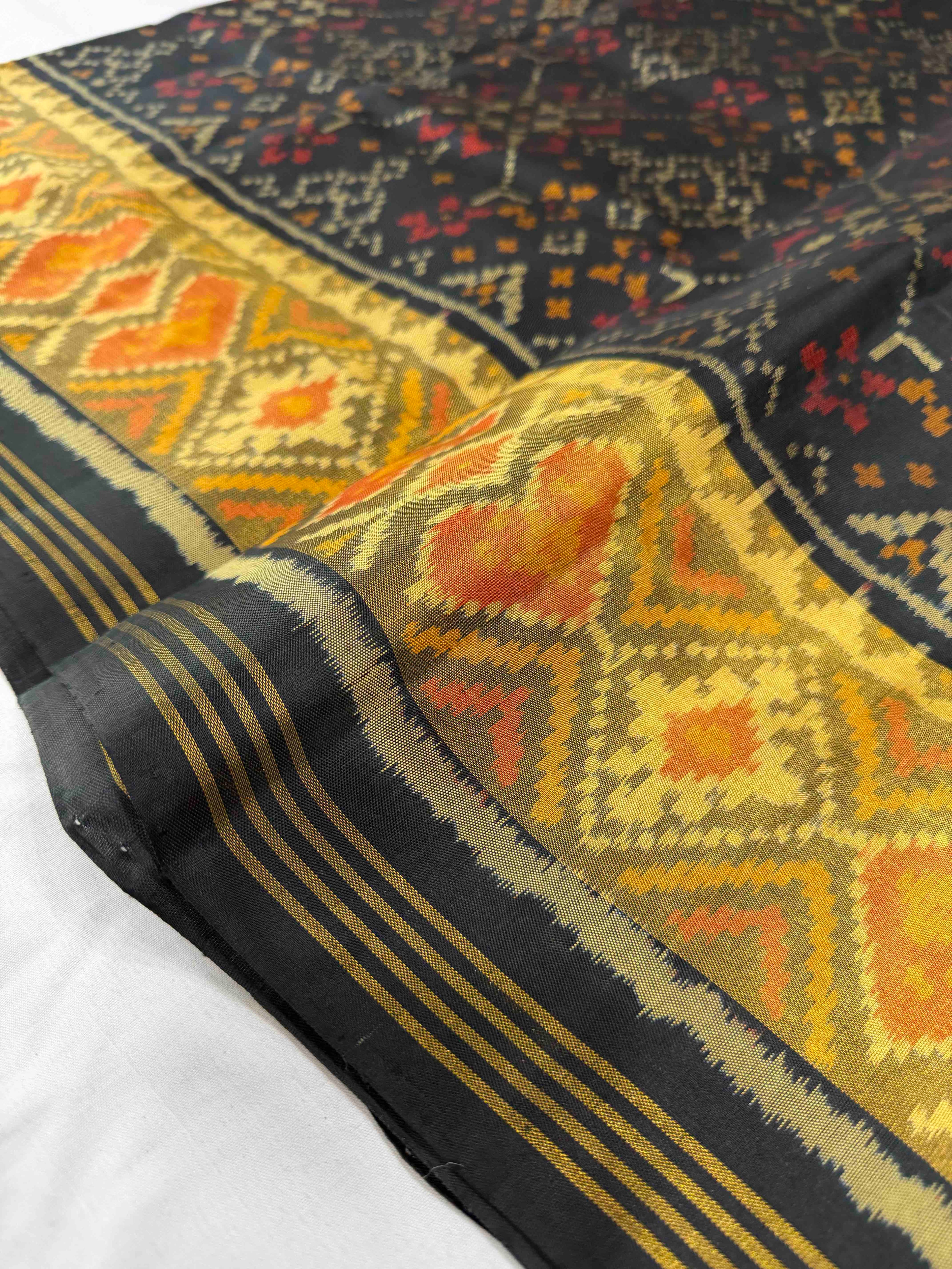 Black Navratna Design Handwoven Patola Silk Saree