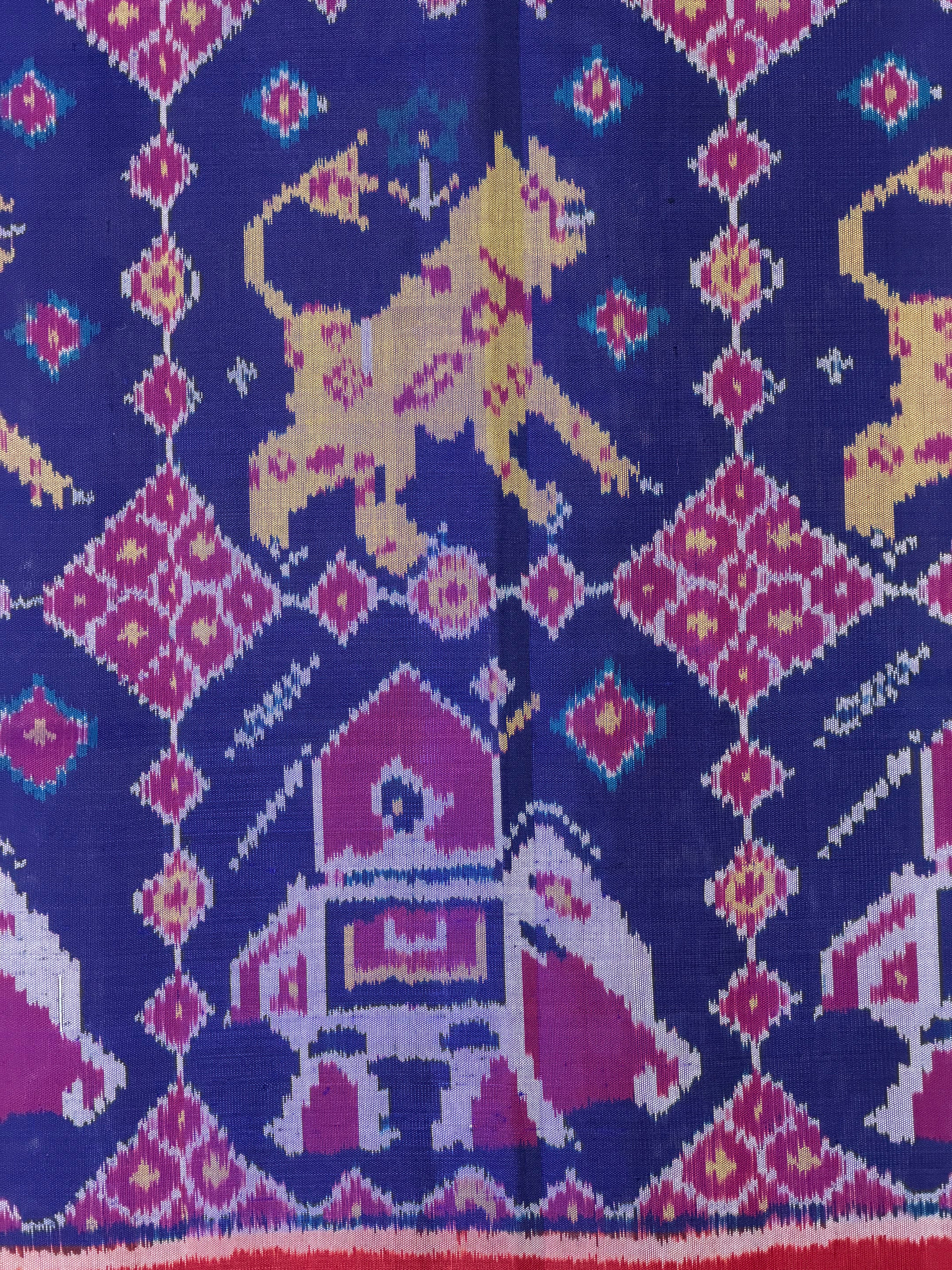 Cheetah and Elephant Handwoven Patola Silk Saree