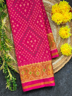 Pink Bandhni Design Handwoven Patola Silk Saree