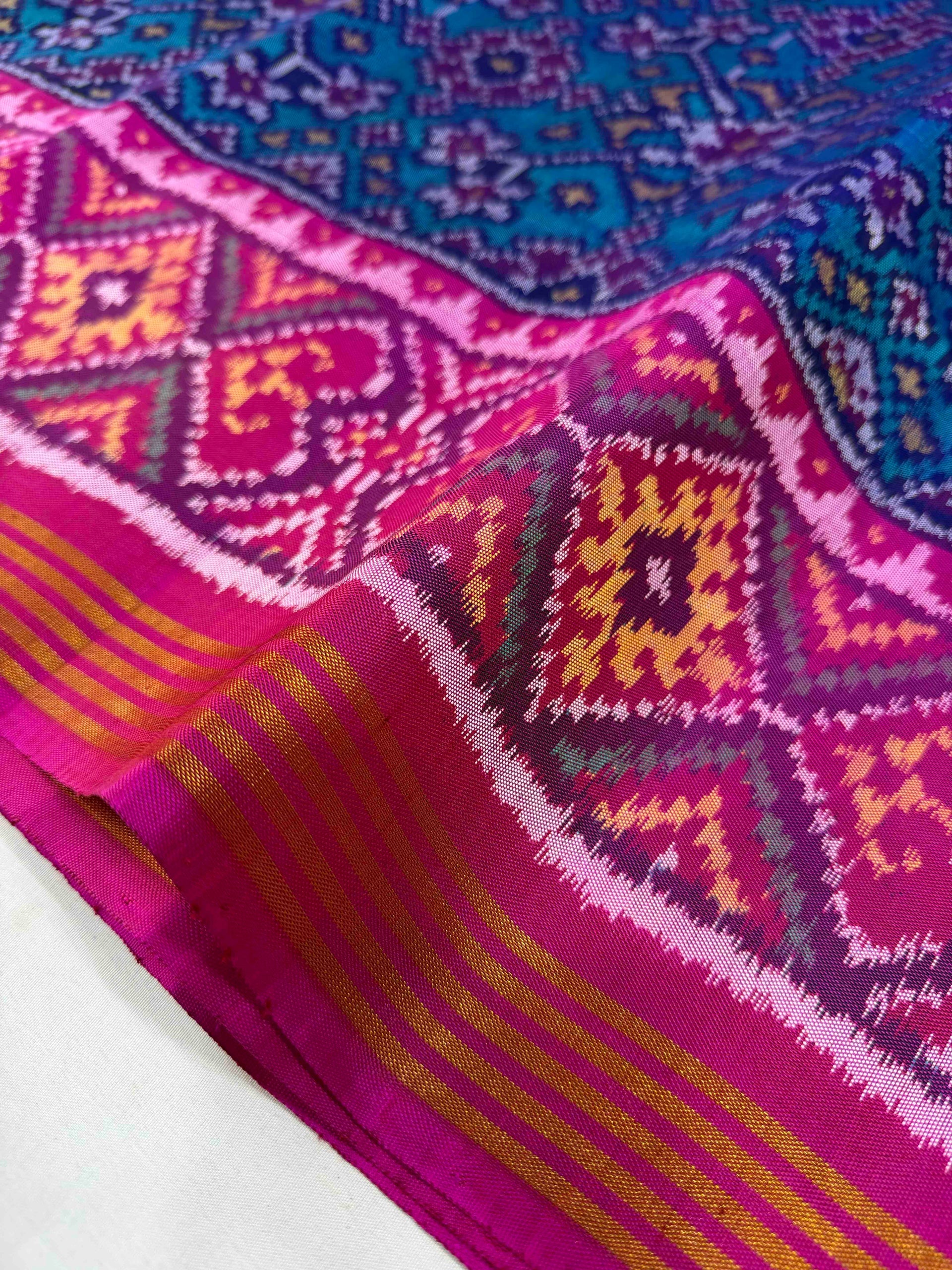 Navratna Traditional Design Handwoven Patola Silk Saree