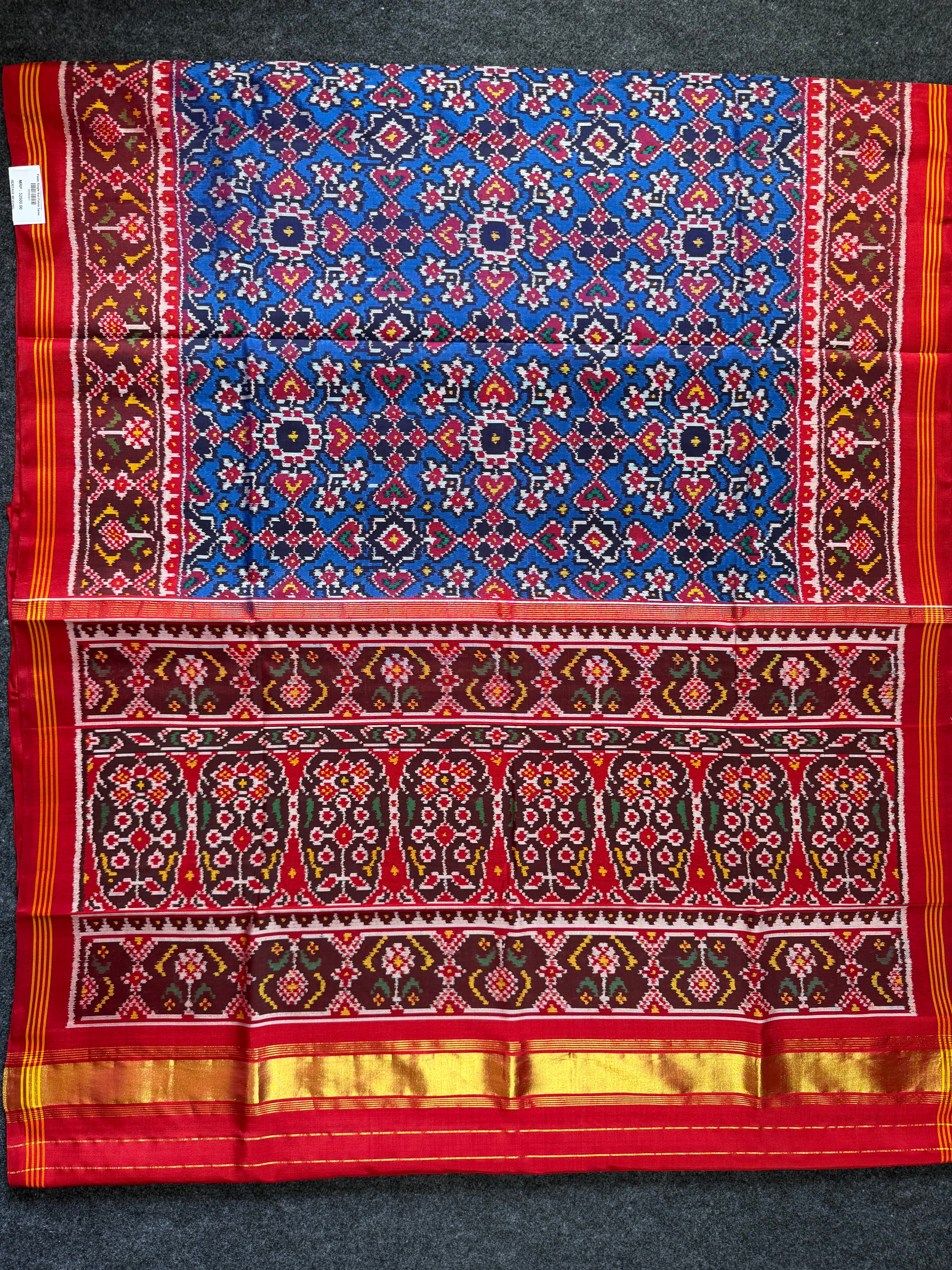 Navratna Manekchowk Traditional Design Handwoven Patola Silk Saree