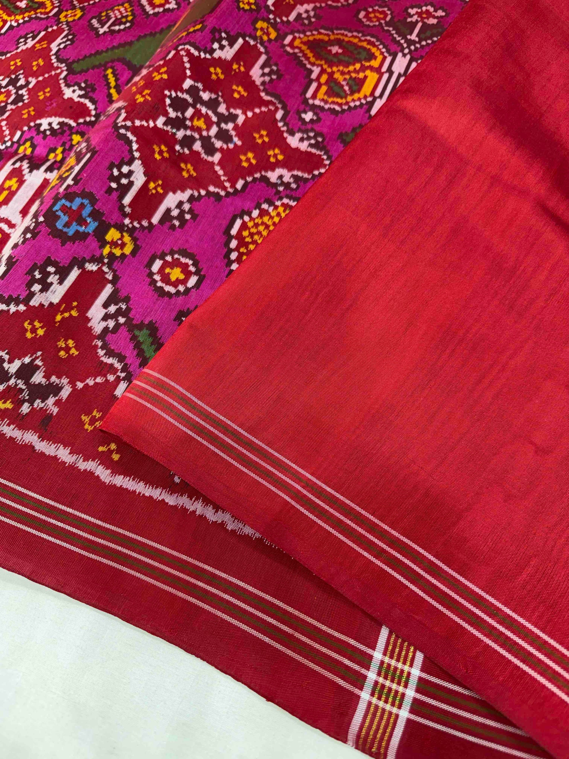 Pink Color Big Motif Design Handwoven Patola Silk Saree
