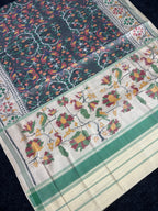 Grey color Exclusive Design Handwoven Patola Silk Saree