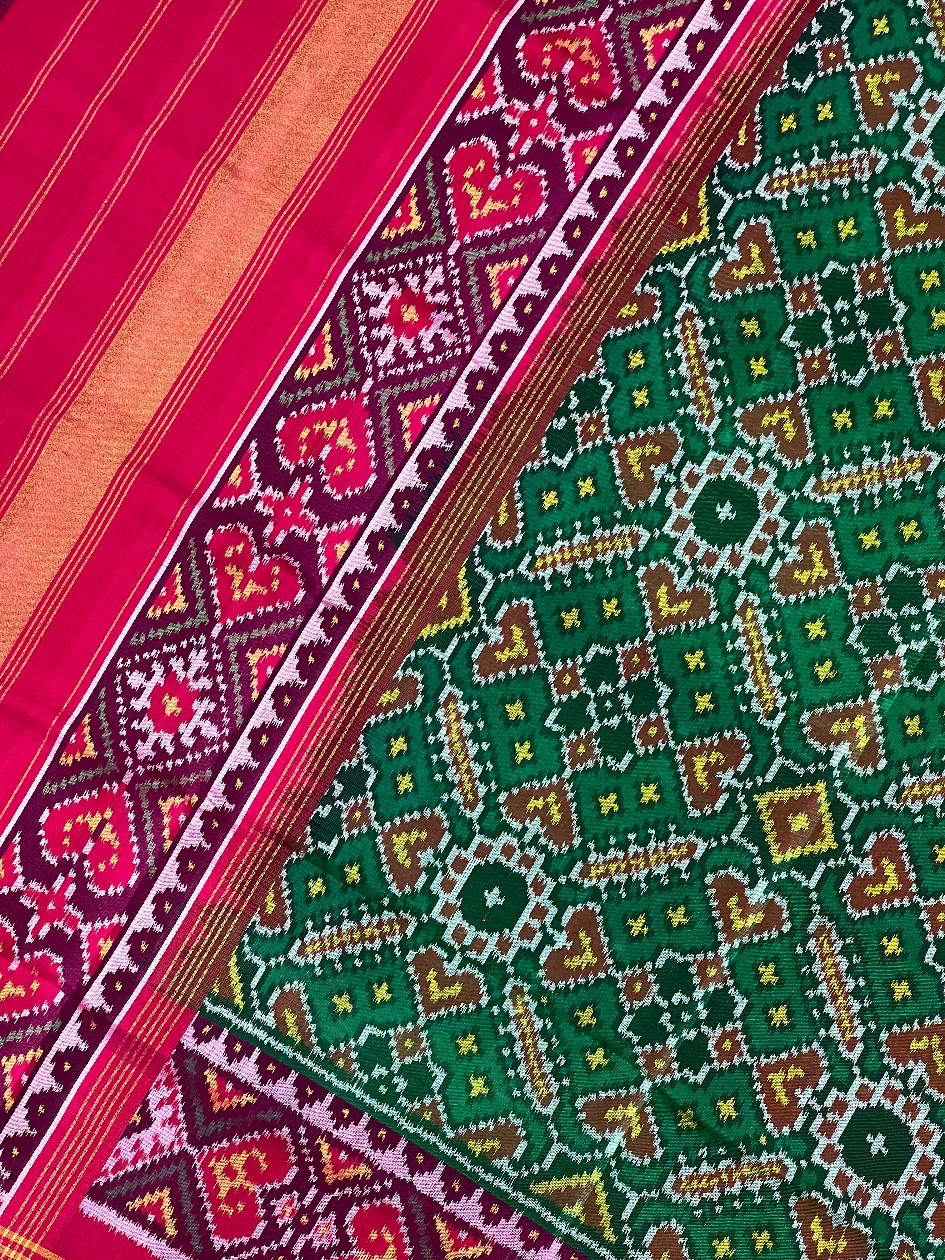 Green Manekchowk Traditional Design Handwoven Patola Dupatta