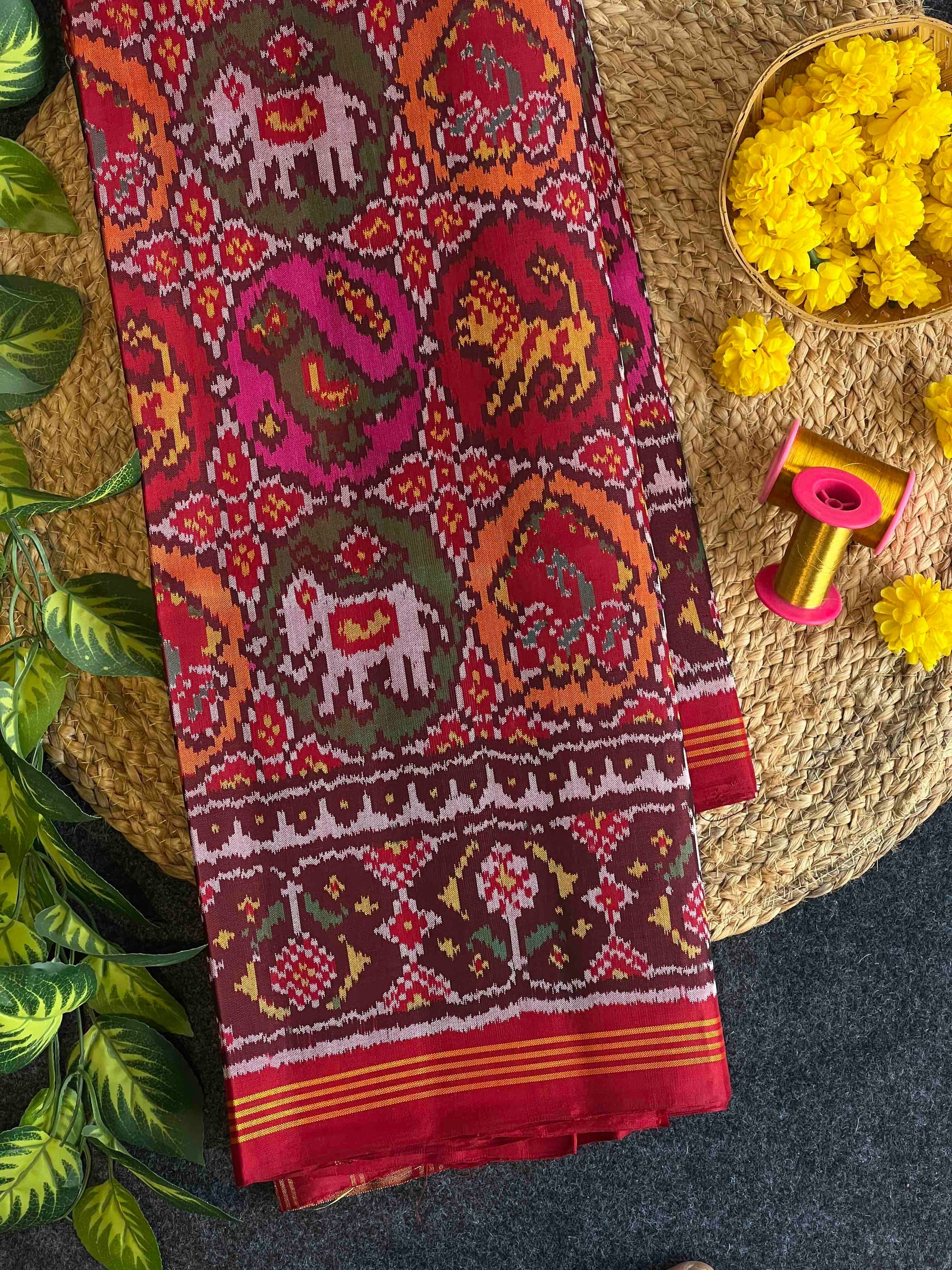 Small Motif Design Handwoven Patola Silk Saree Main image