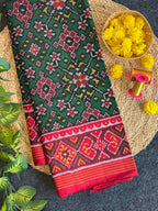 Green Navratna Design Handwoven Patola Silk Saree