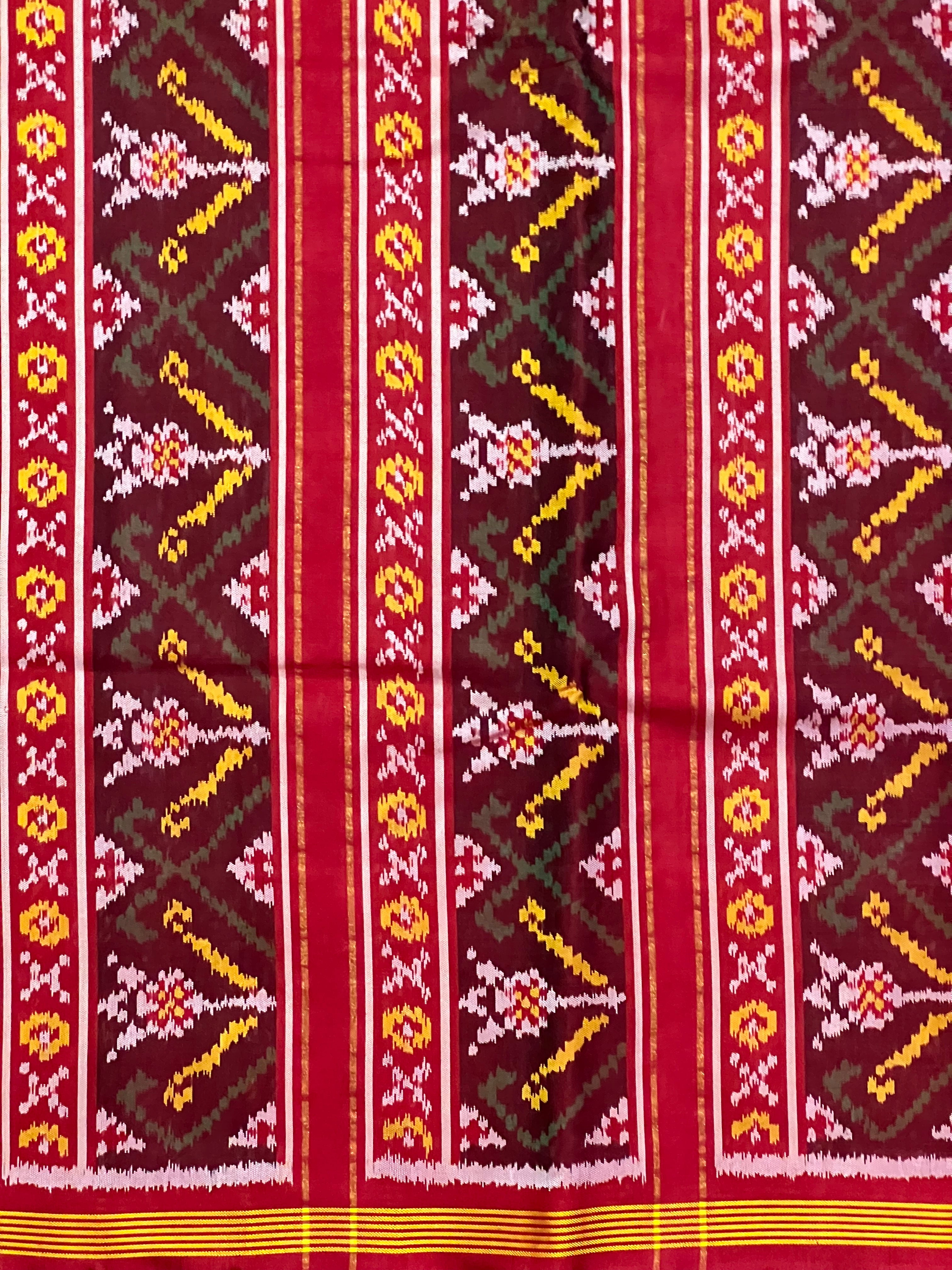 Blue And Red Exclusive Design Handwoven Patola Silk Saree