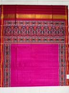 Plain Pink Gala Border with Designer Blouse Handwoven Patola Silk Saree