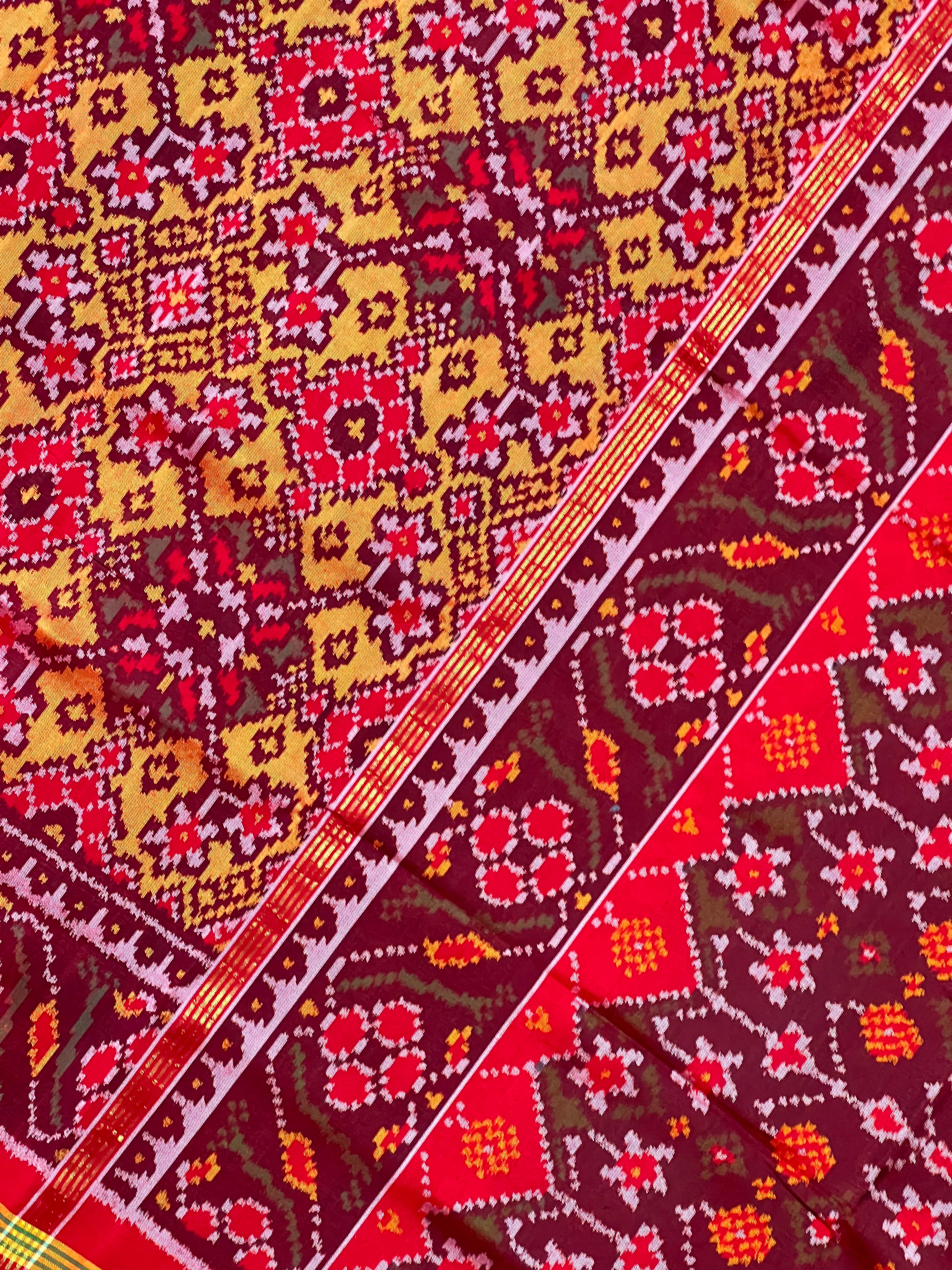 Navratna Traditional Design Handwoven Patola Silk Saree