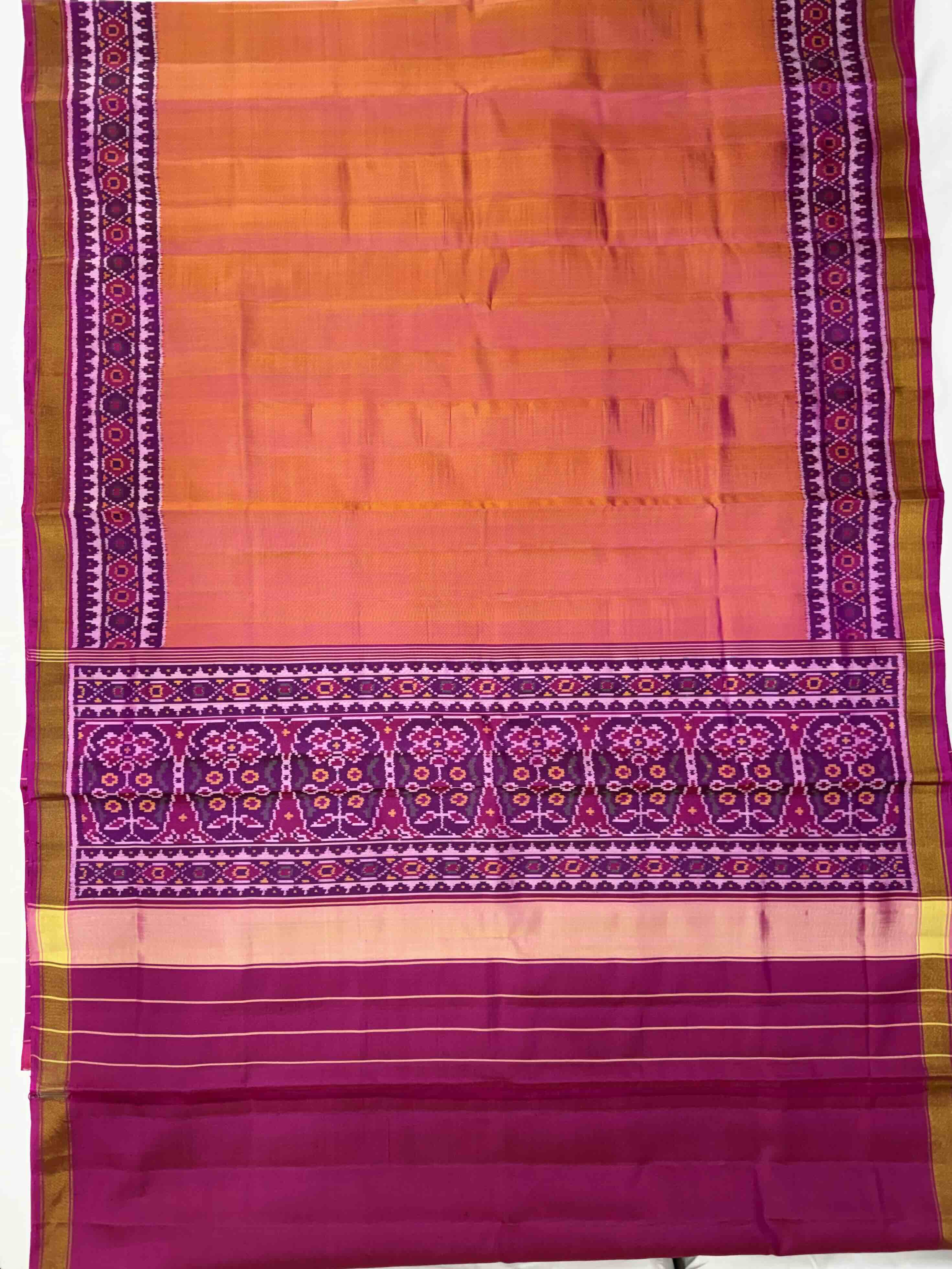 Plain gala Border Handwoven Patola Silk Saree