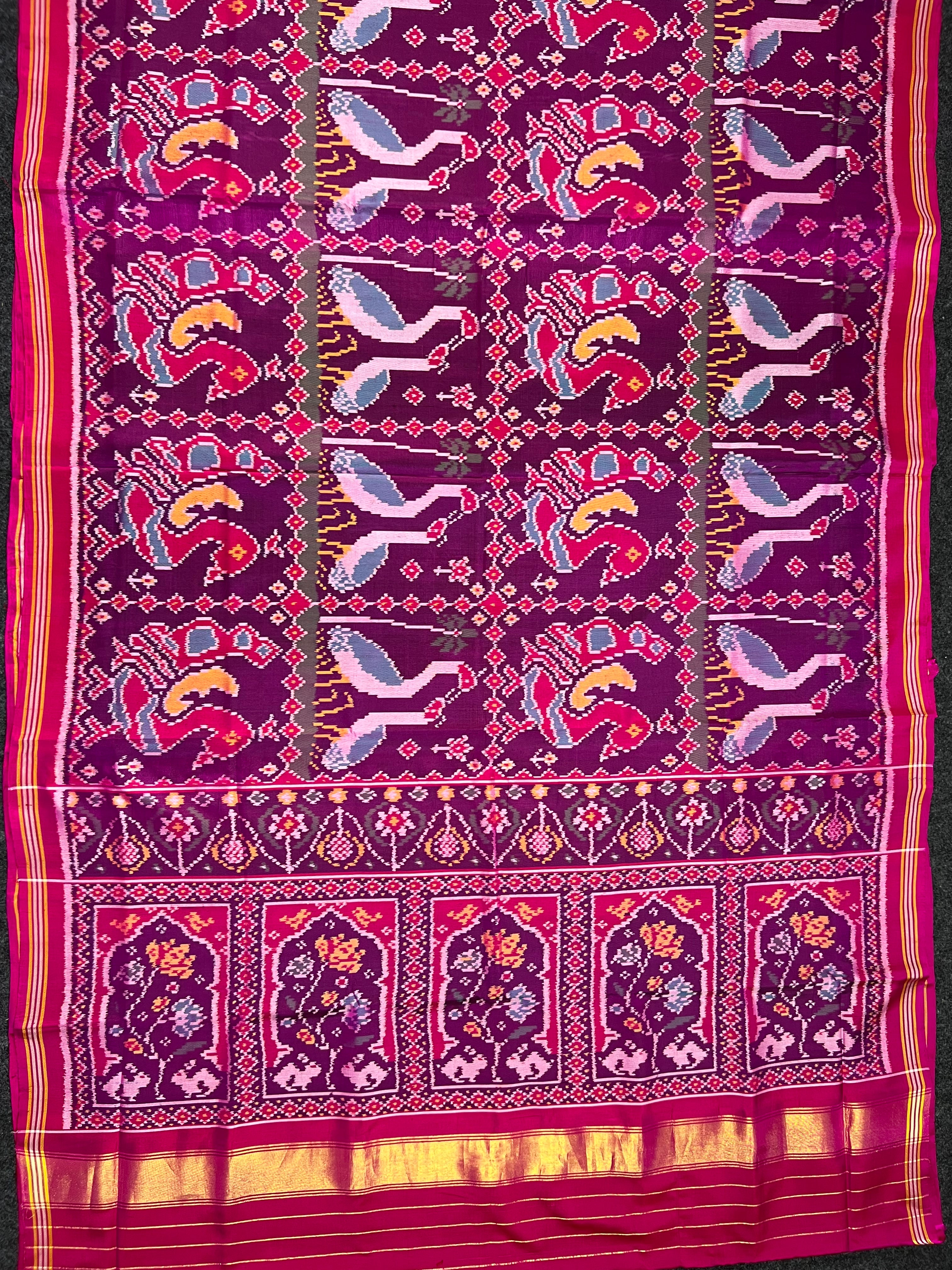 Peacock-Duck Motif Design Handwoven Patola Silk Saree