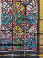 Pista Plain Gala Border With Designer Blouse  Handwoven Patola Silk Saree