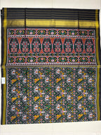 Narikunj Black Traditional Design Handwoven Patola Silk Saree