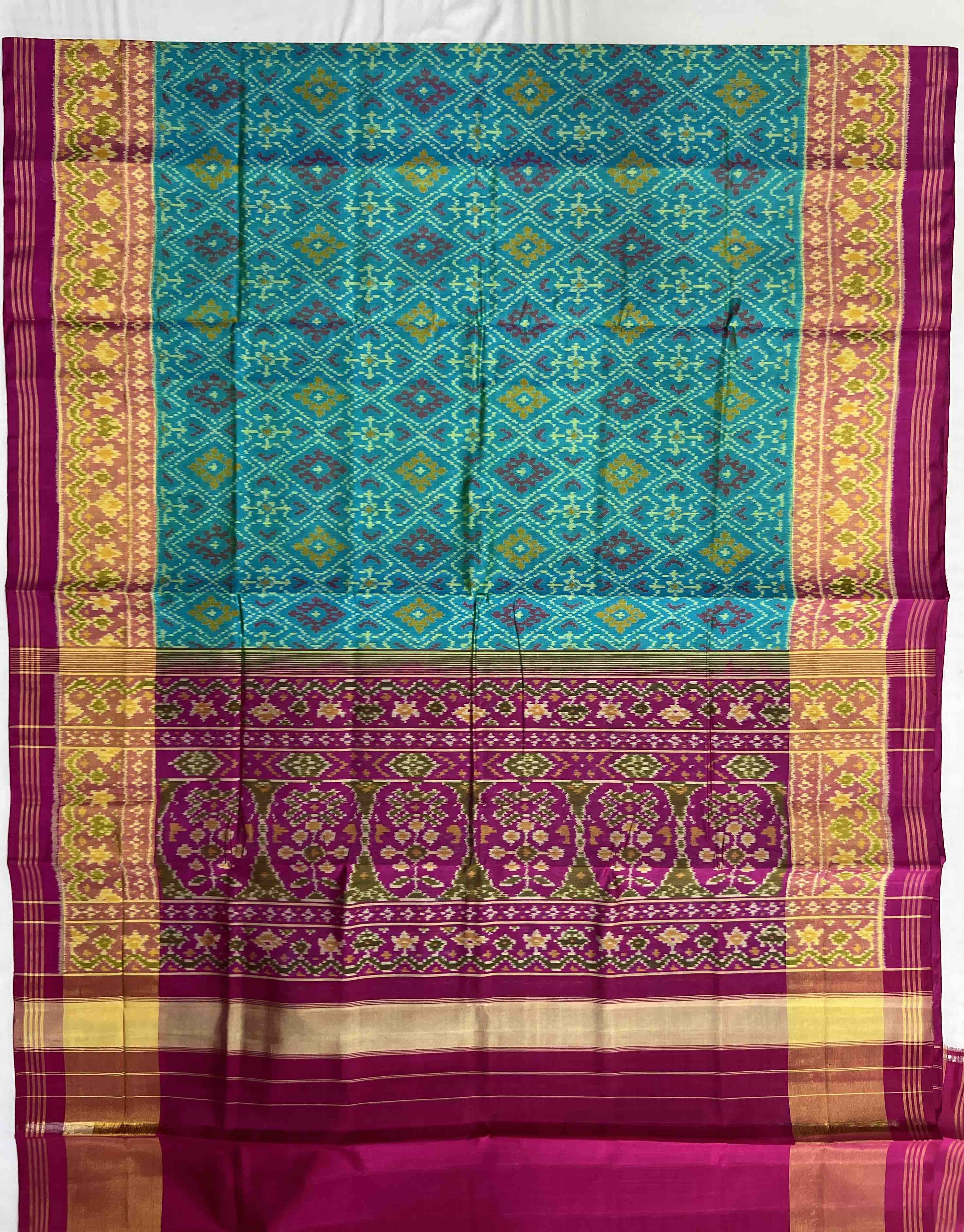 Pan-Chanda Traditional Design Handwoven Patola Silk Saree