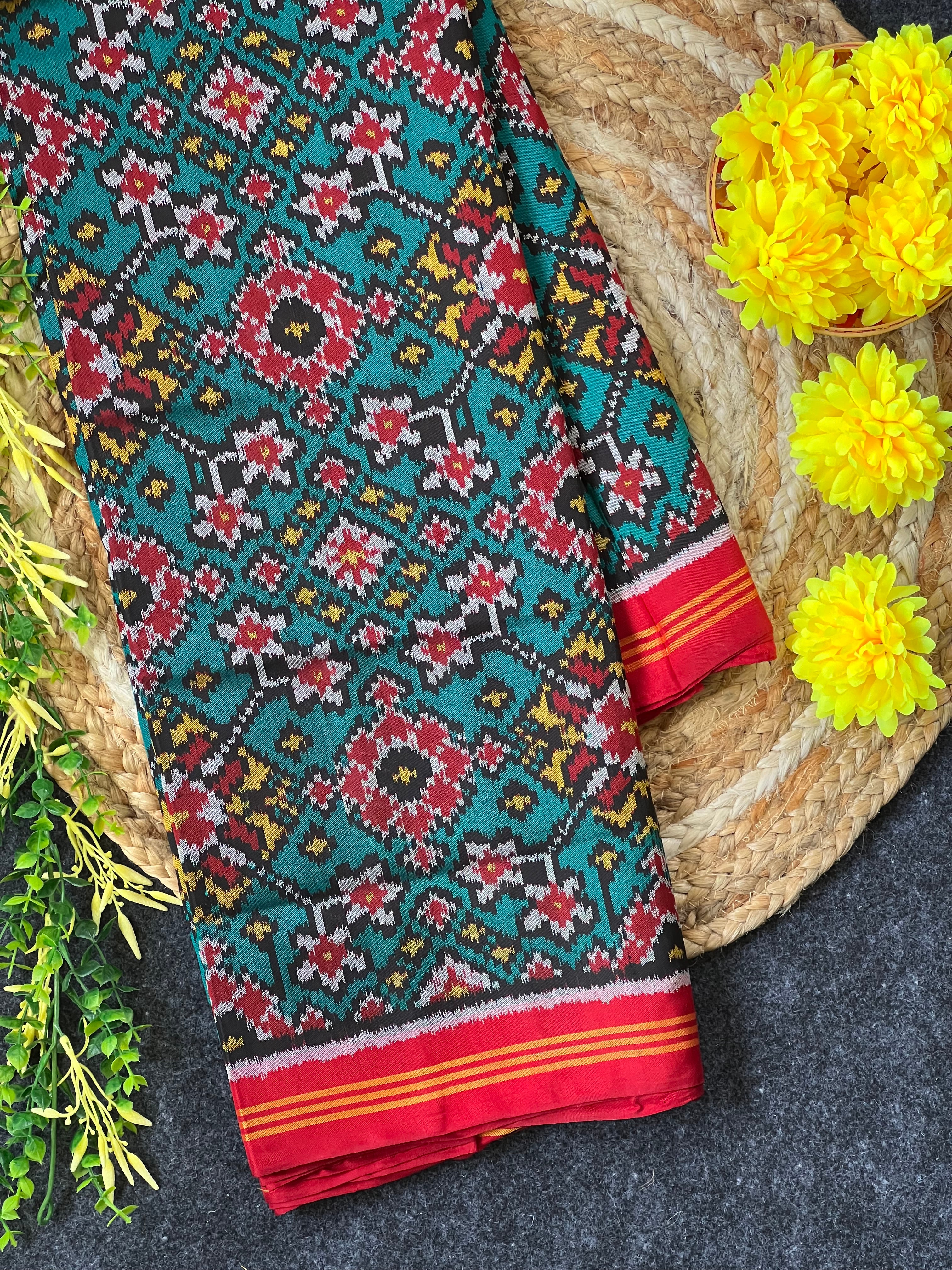 Navratna Traditional Design Handwoven Patola Silk Saree
