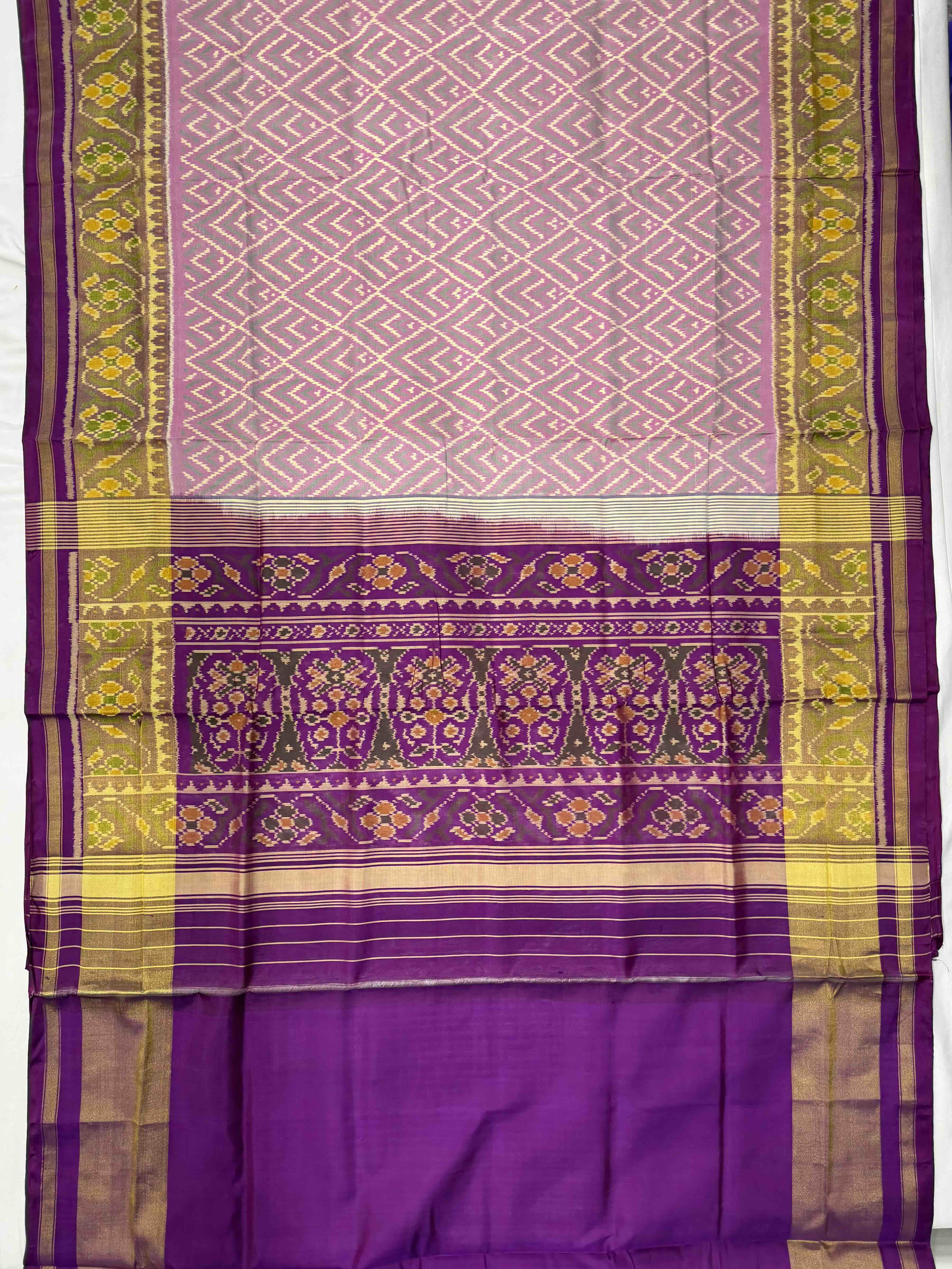 Fancy Design Handwoven Patola Silk Saree Secondary image