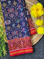 Blue And Red Exclusive Design Handwoven Patola Silk Saree