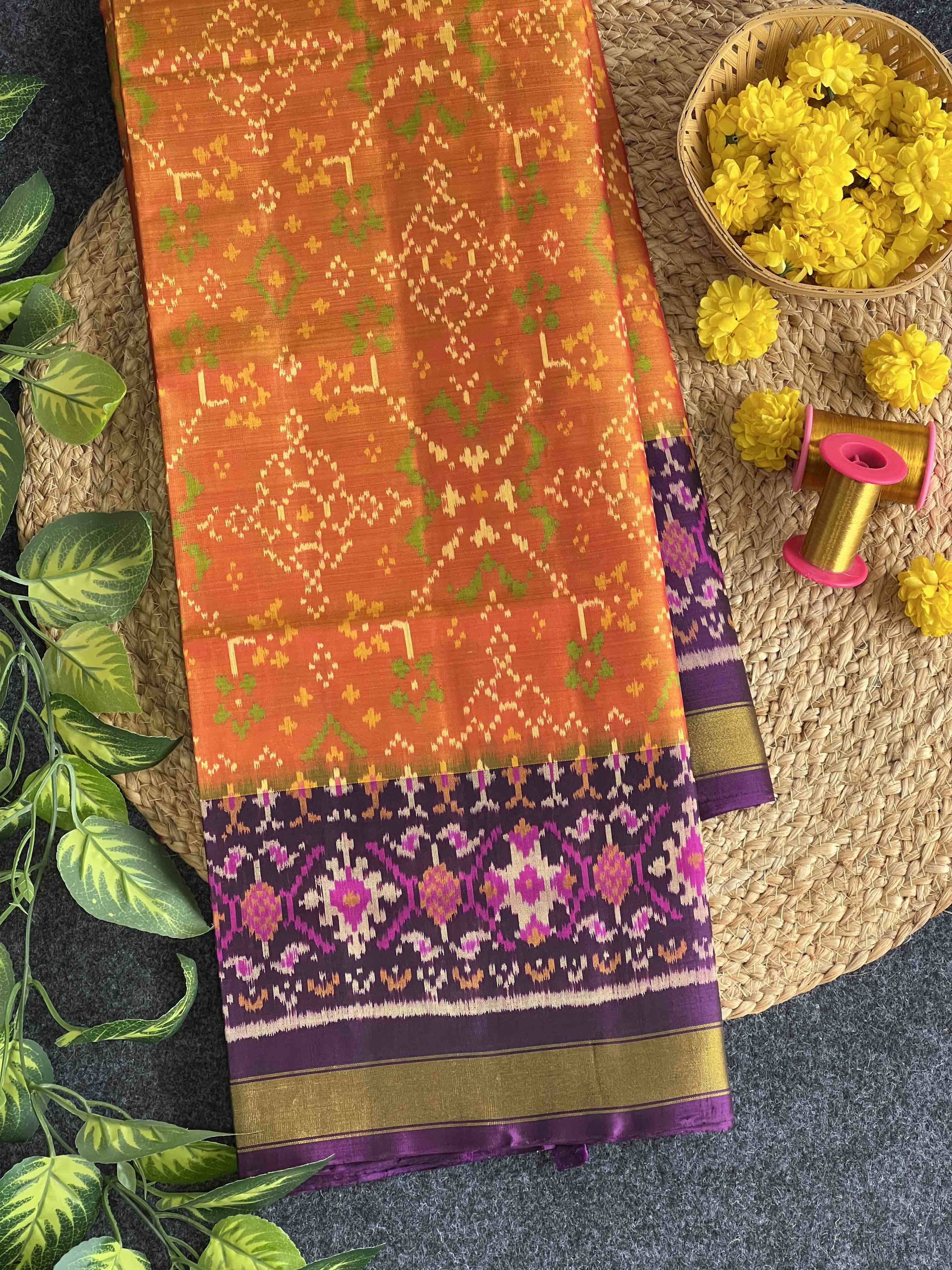Navratna Traditional Design Handwoven Patola Silk Saree Main image