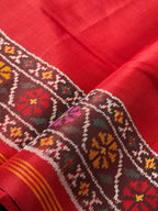 Plain Red Gala Border With Designer Blouse Handwoven Patola Silk Saree