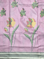 Pastel Pink Flower Design Handwoven Patola Silk Saree