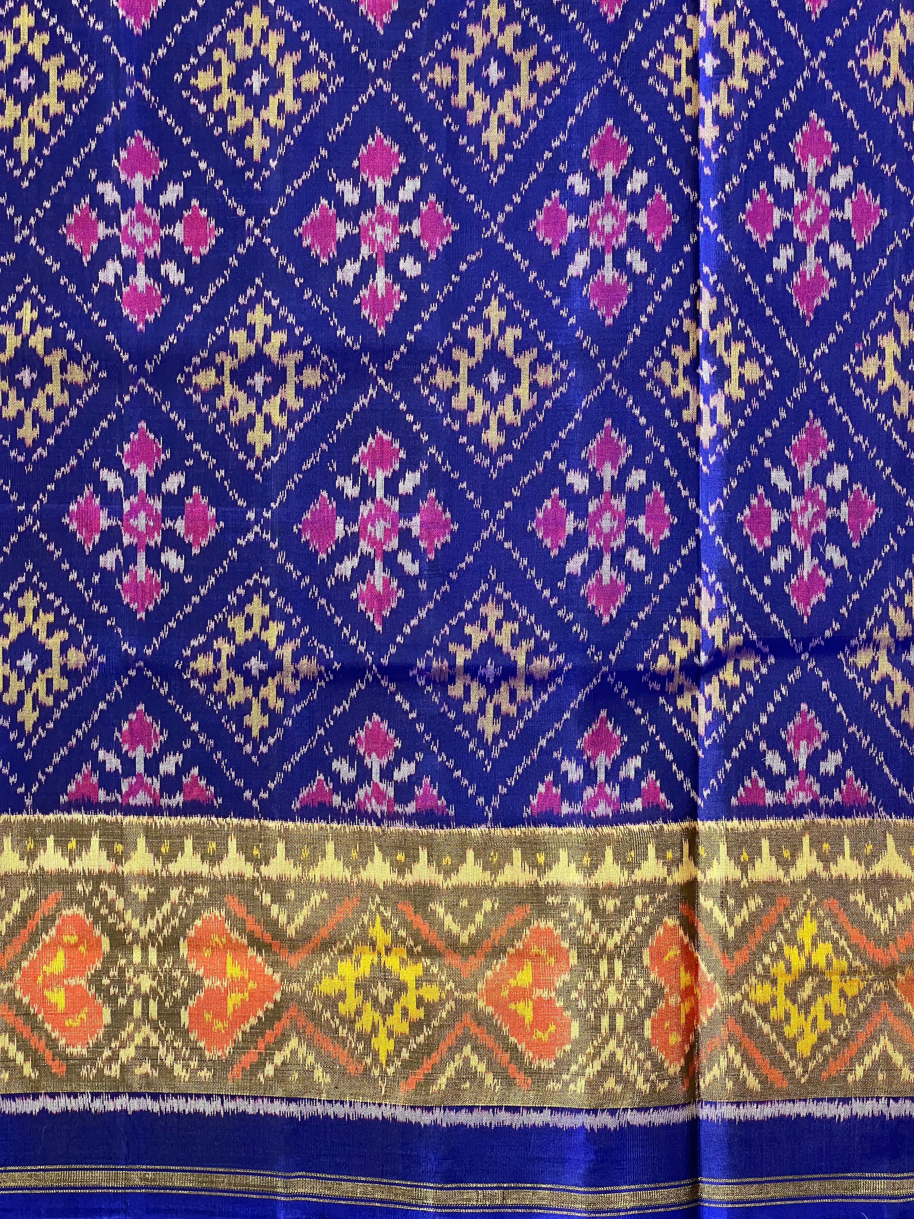 Blue Manekchowk Traditional Design Handwoven Patola Silk Saree
