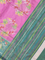 Pastel Pink-Green Handwoven Patola Silk Saree