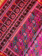 Multicolor Laheriya Design Handwoven Patola Silk Saree