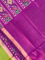 Parrot Green Gala Border Handwoven Patola Silk Saree