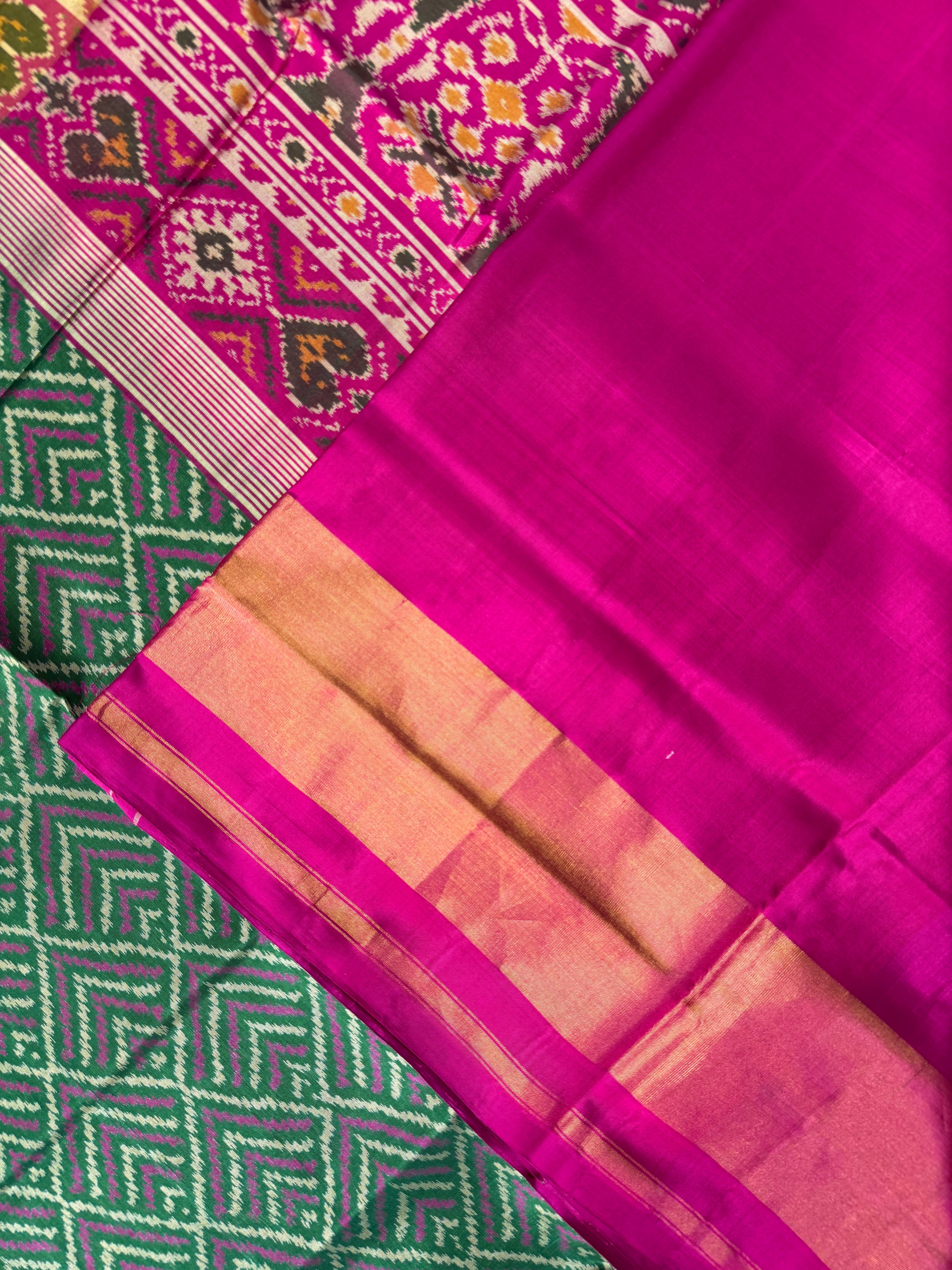 Green Fancy Design Handwoven Patola Silk Saree